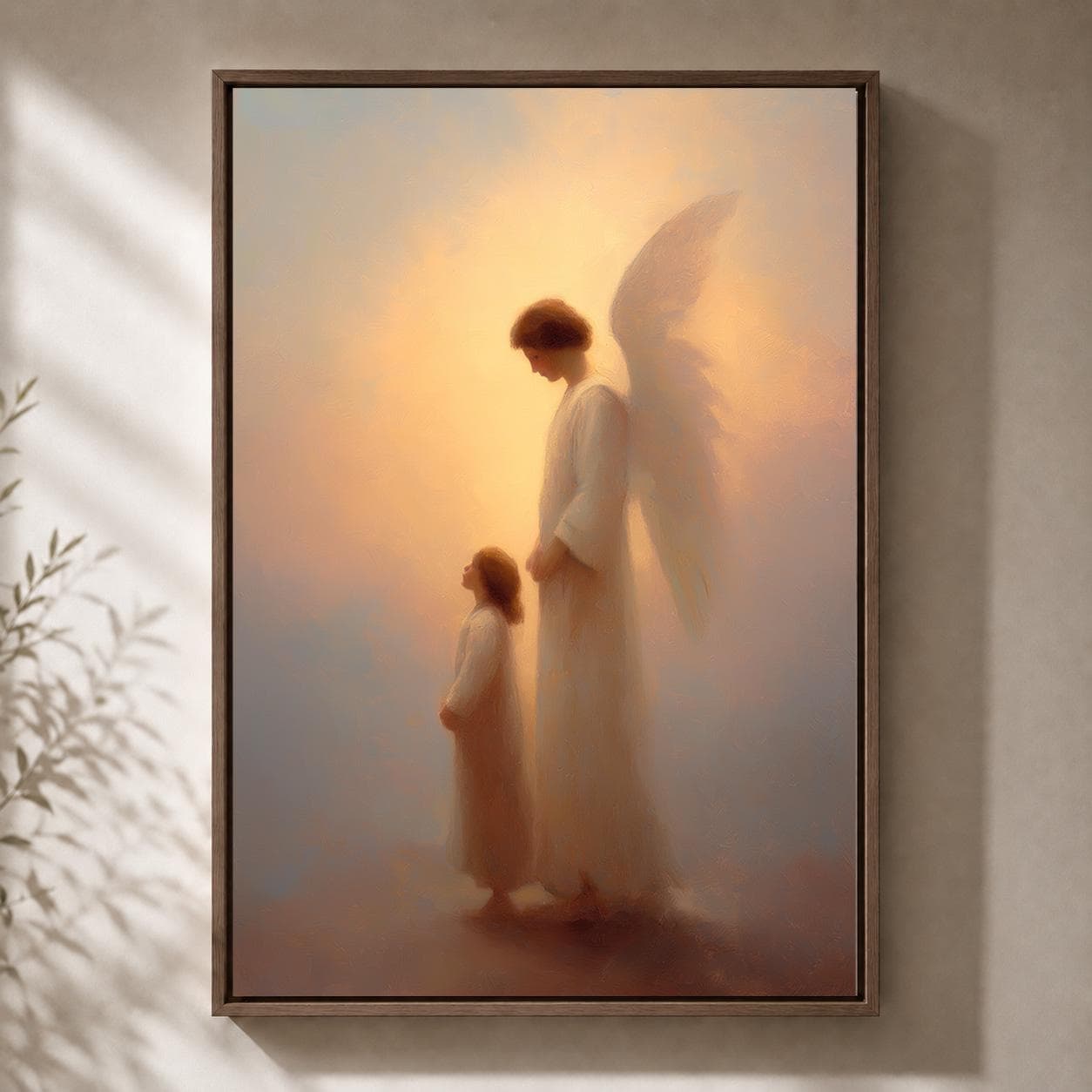 Guardian Angel with Child Christian Faith Inspired Framed Canvas by The Wall Art Studio