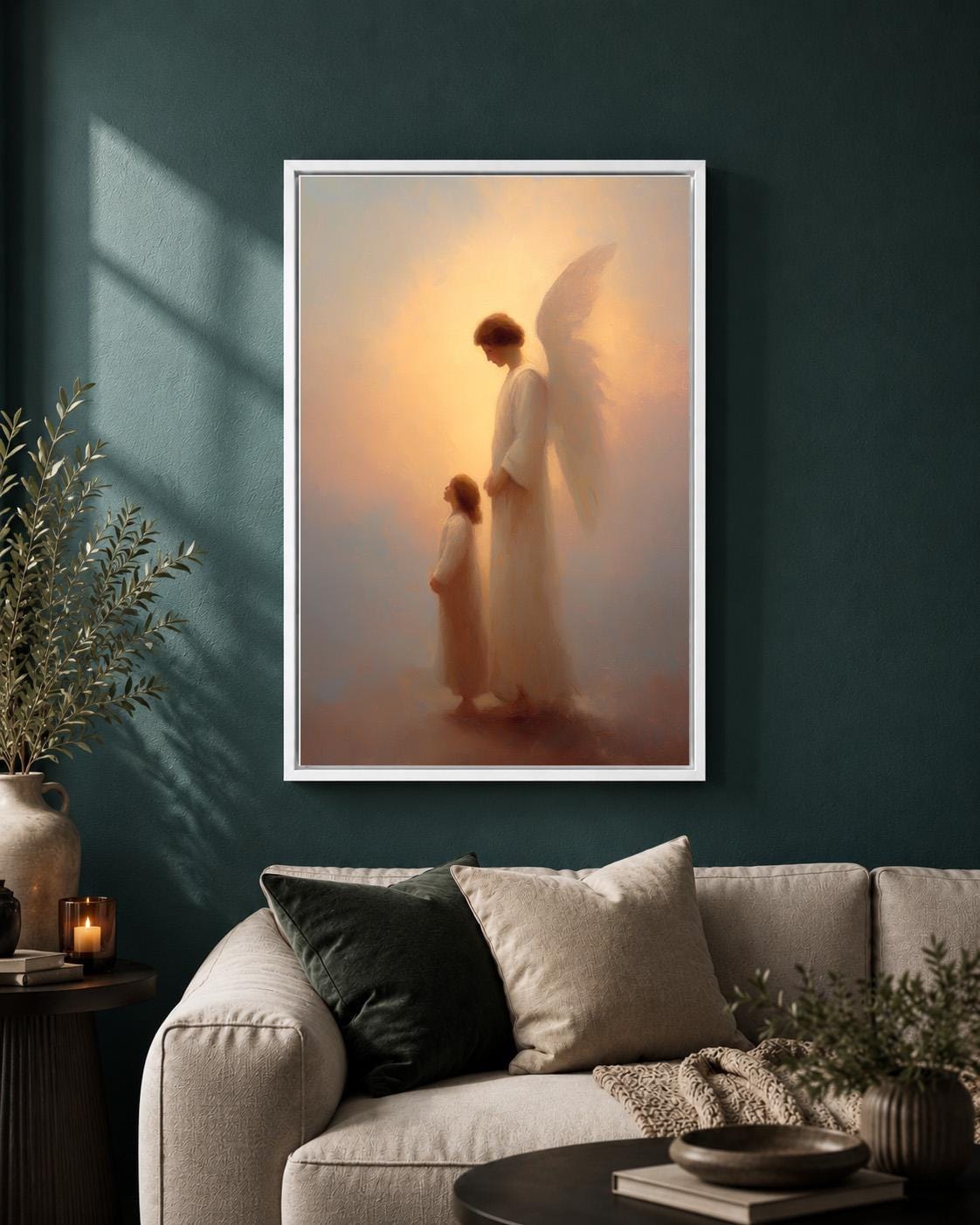 Guardian Angel with Child Christian Faith Inspired Framed Canvas by The Wall Art Studio