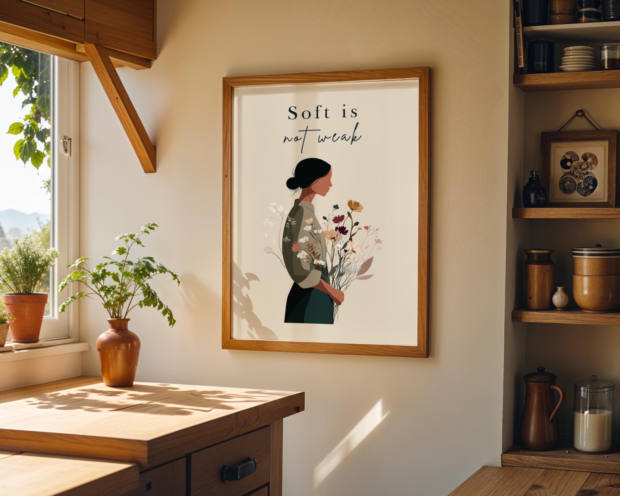 Soft Is Not Weak Feminist Empowerment Activist Wall Art by The Wall Art Studio