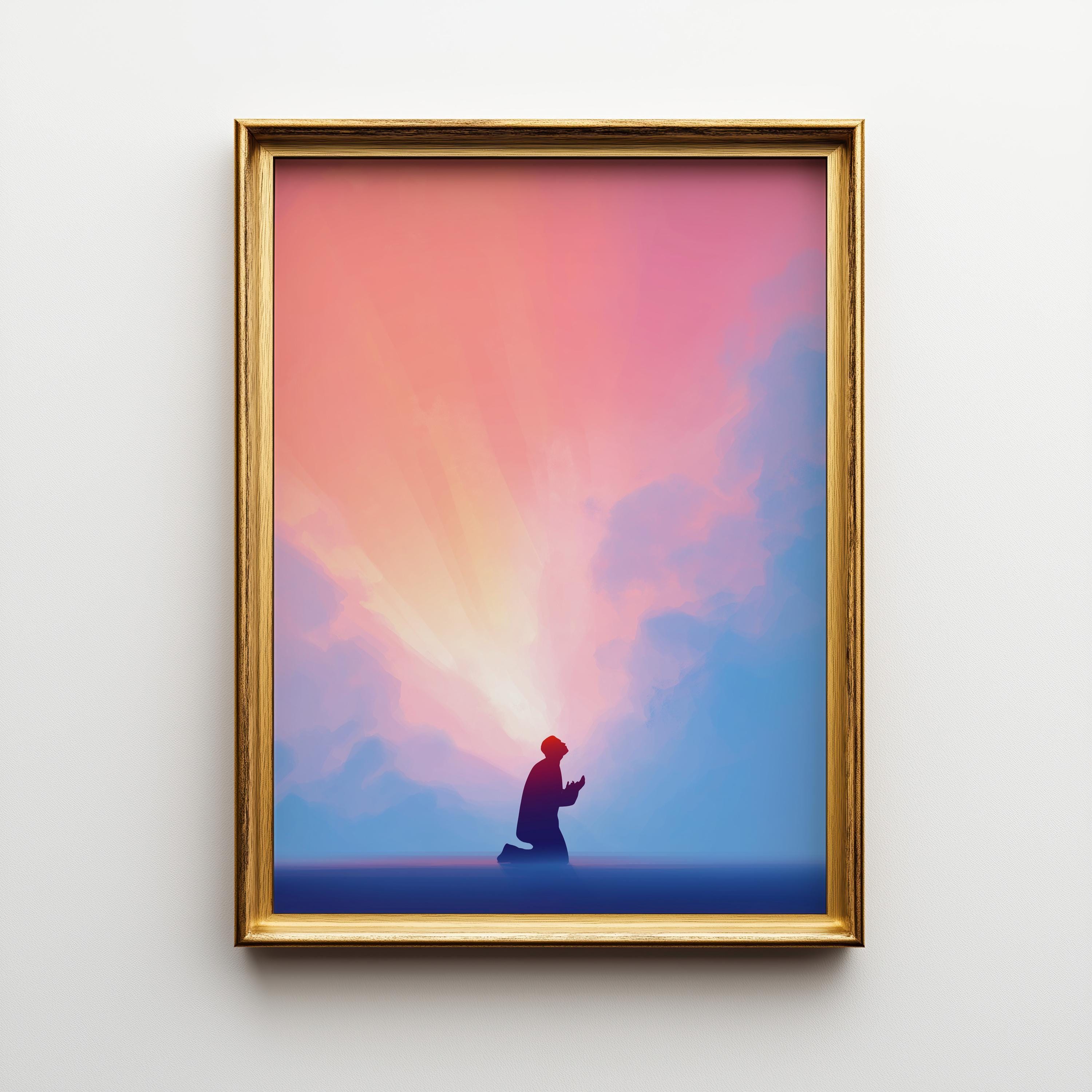 Christian Prayer Silhouette Faith and Worship Religious Wall Art by The Wall Art Studio