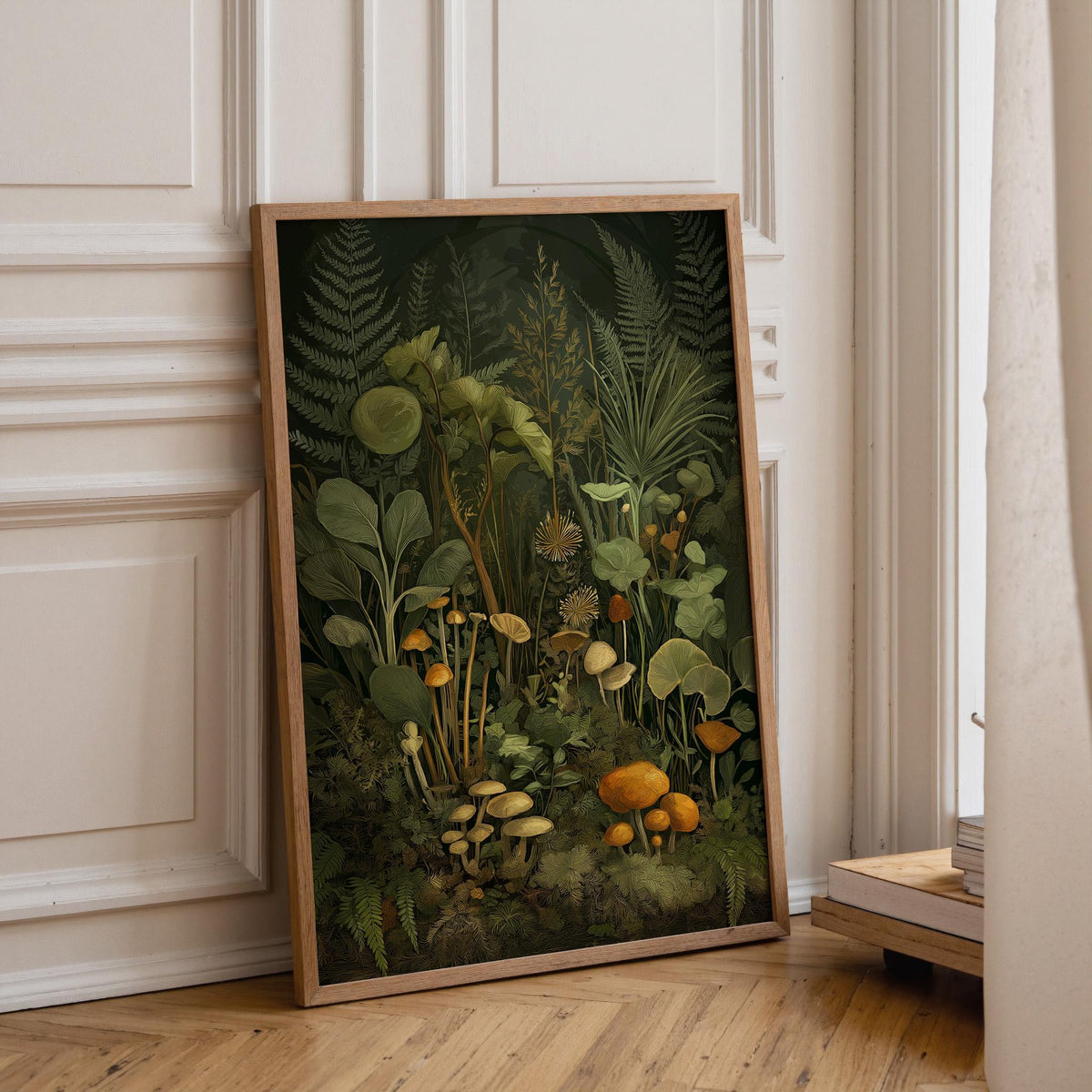 Dark Botanical Mushroom Vintage Forest Lush Woodland Fungi Wall Art by The Wall Art Studio - physical