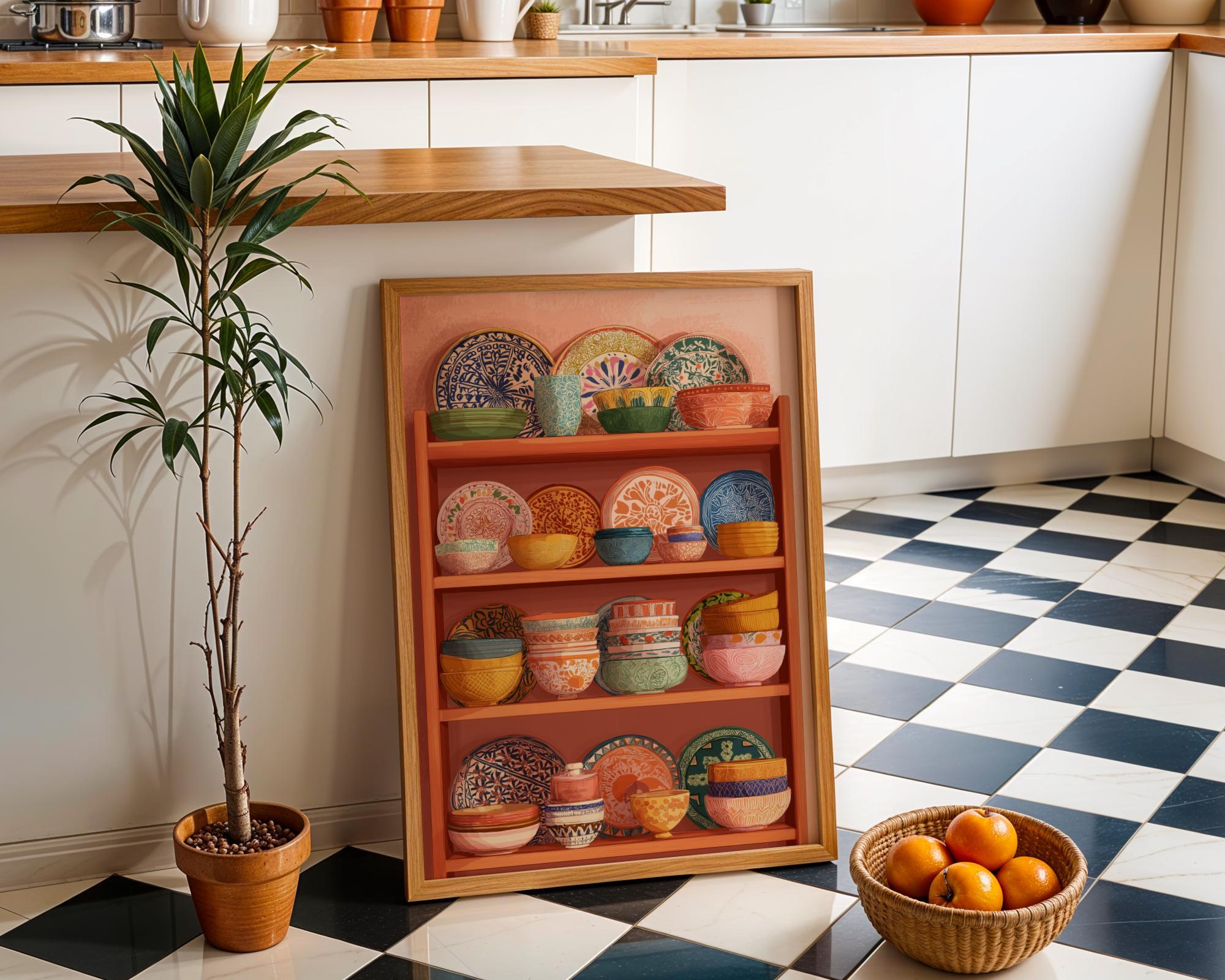 Hand-Painted Mexican Pottery Colourful Talavera Kitchen Wall Art by The Wall Art Studio - physical