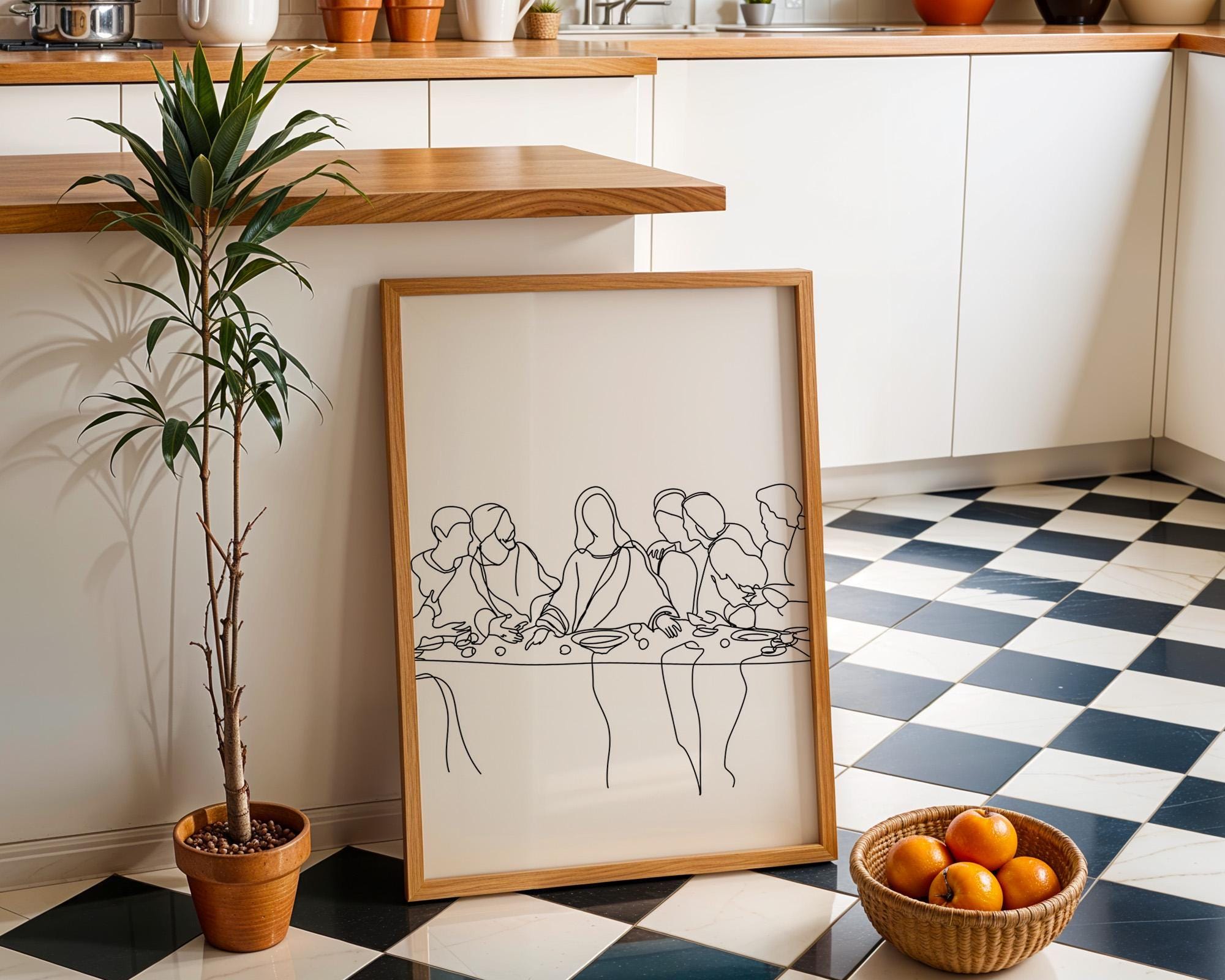 Last Supper Line Art Minimalist Christian Wall Art by The Wall Art Studio