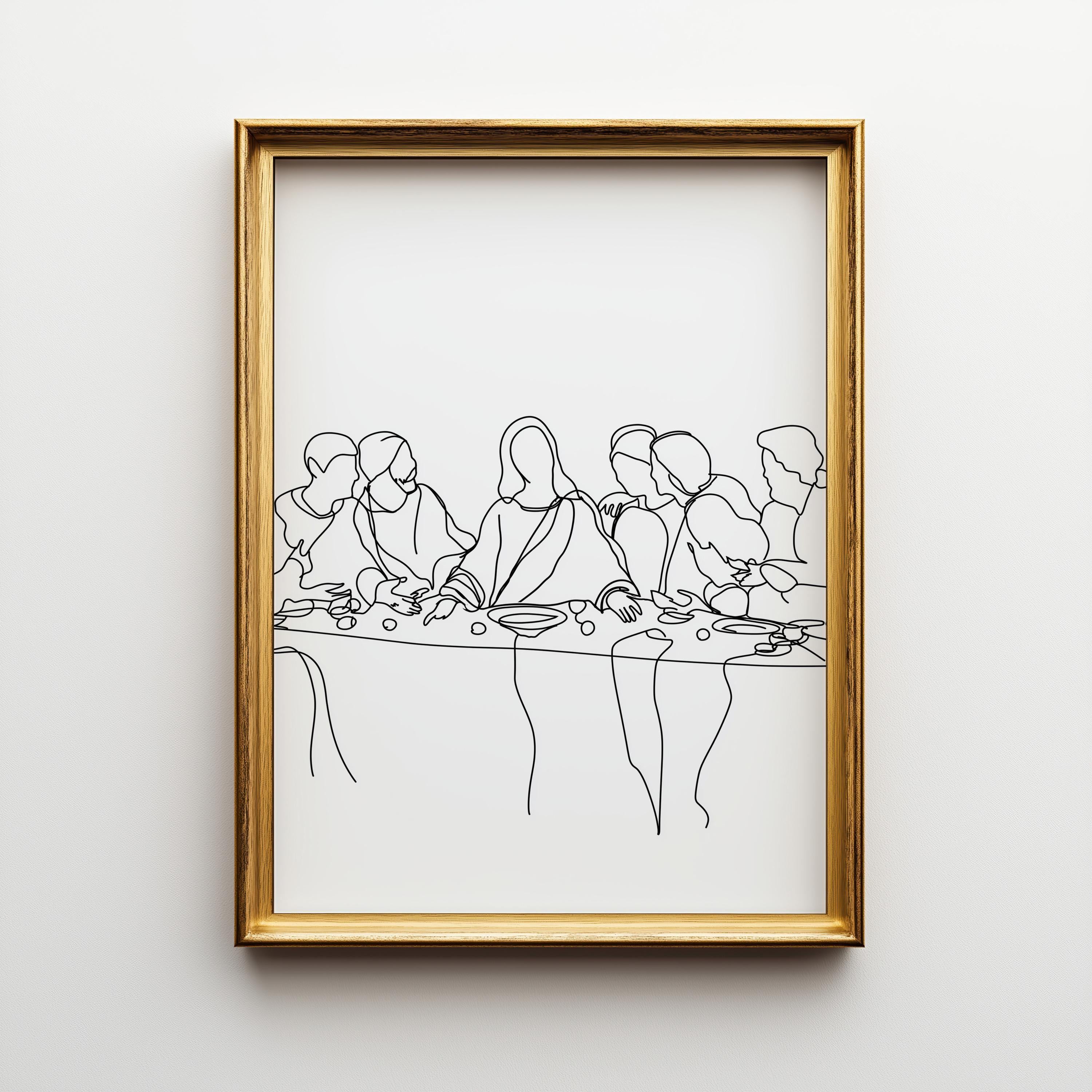 Last Supper Line Art Minimalist Christian Wall Art by The Wall Art Studio