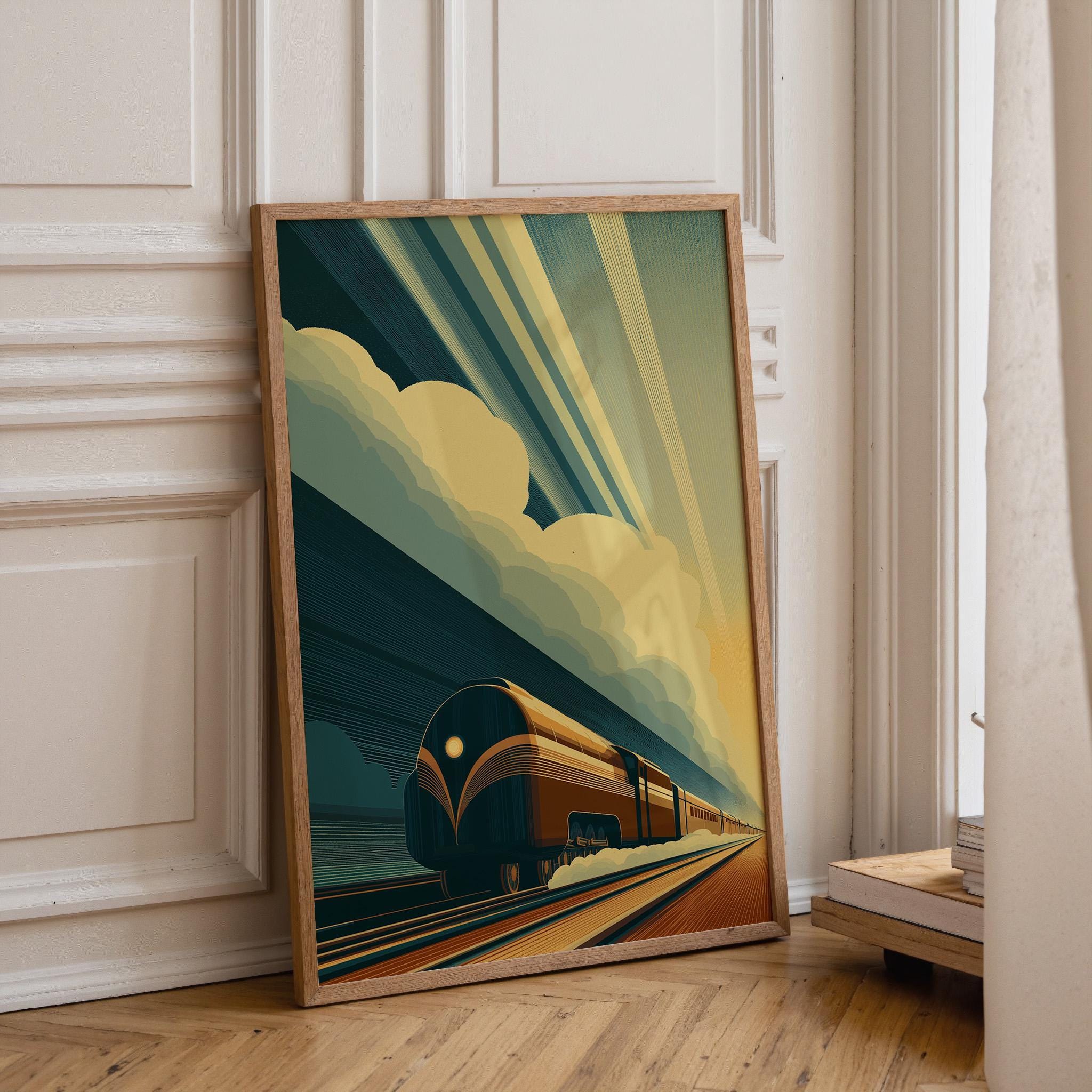 Retro Art Deco Train Wall Art by The Wall Art Studio