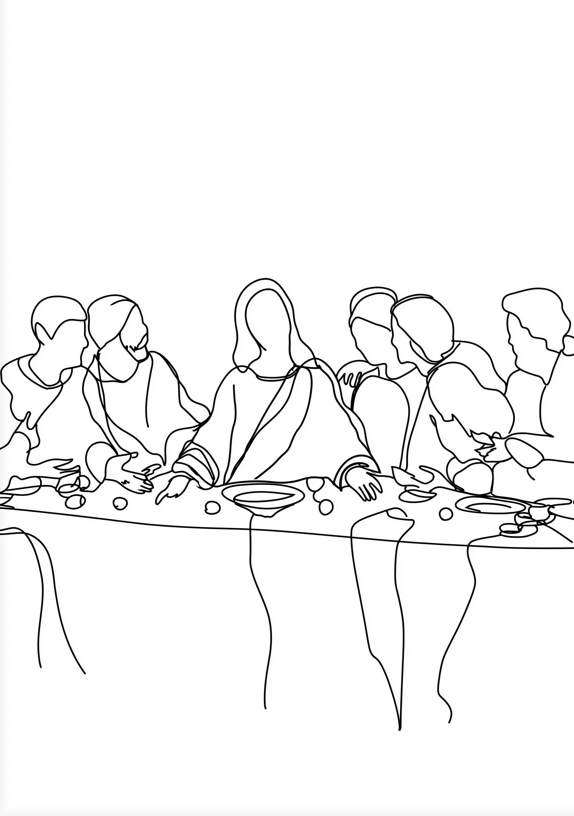 Last Supper Line Art Minimalist Christian Wall Art by The Wall Art Studio