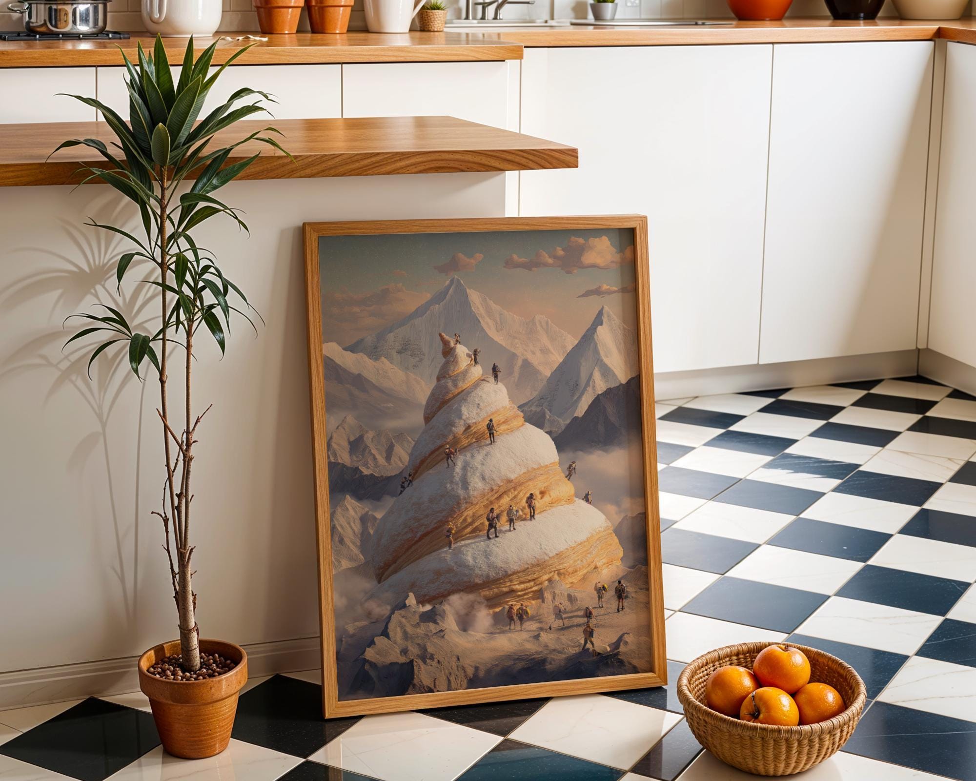 Surreal Croissant Mountain Whimsical Food Landscape Wall Art by The Wall Art Studio - physical