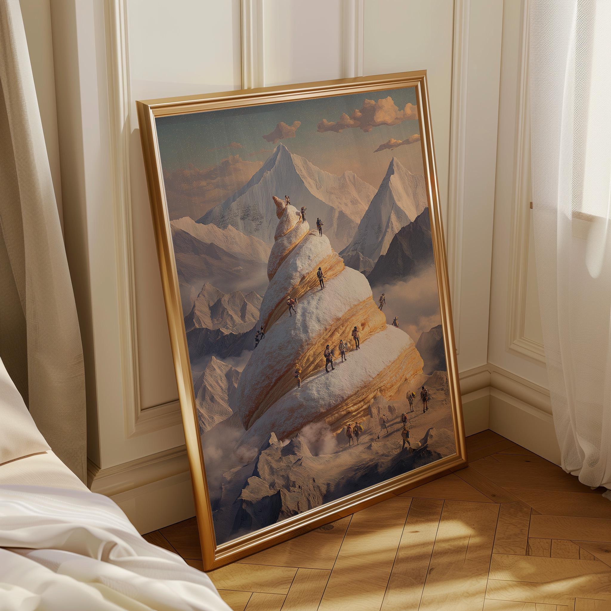 Surreal Croissant Mountain Whimsical Food Landscape Wall Art by The Wall Art Studio - physical