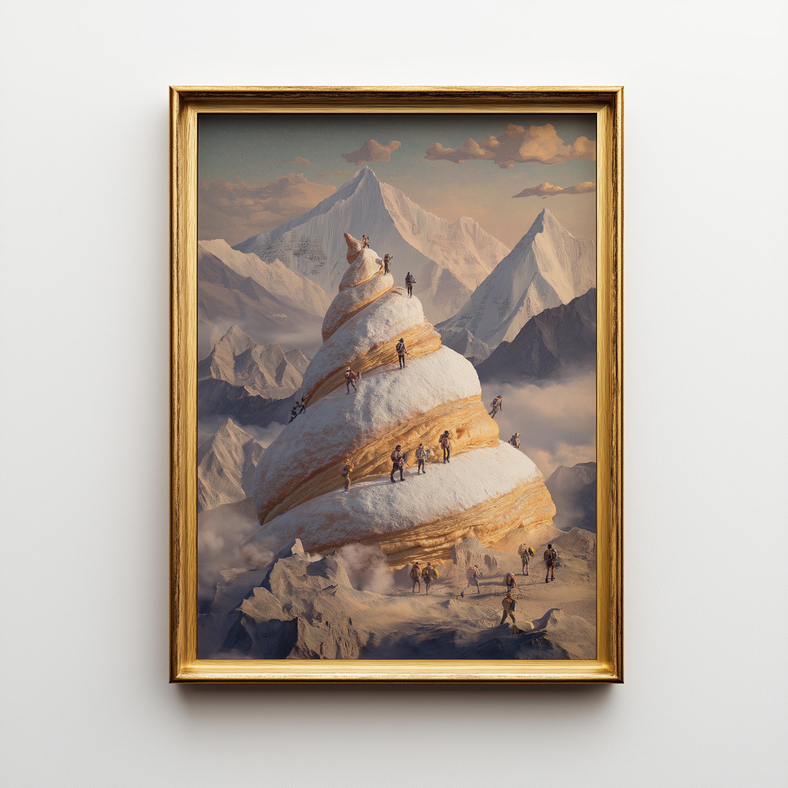 Surreal Croissant Mountain Whimsical Food Landscape Wall Art by The Wall Art Studio - physical