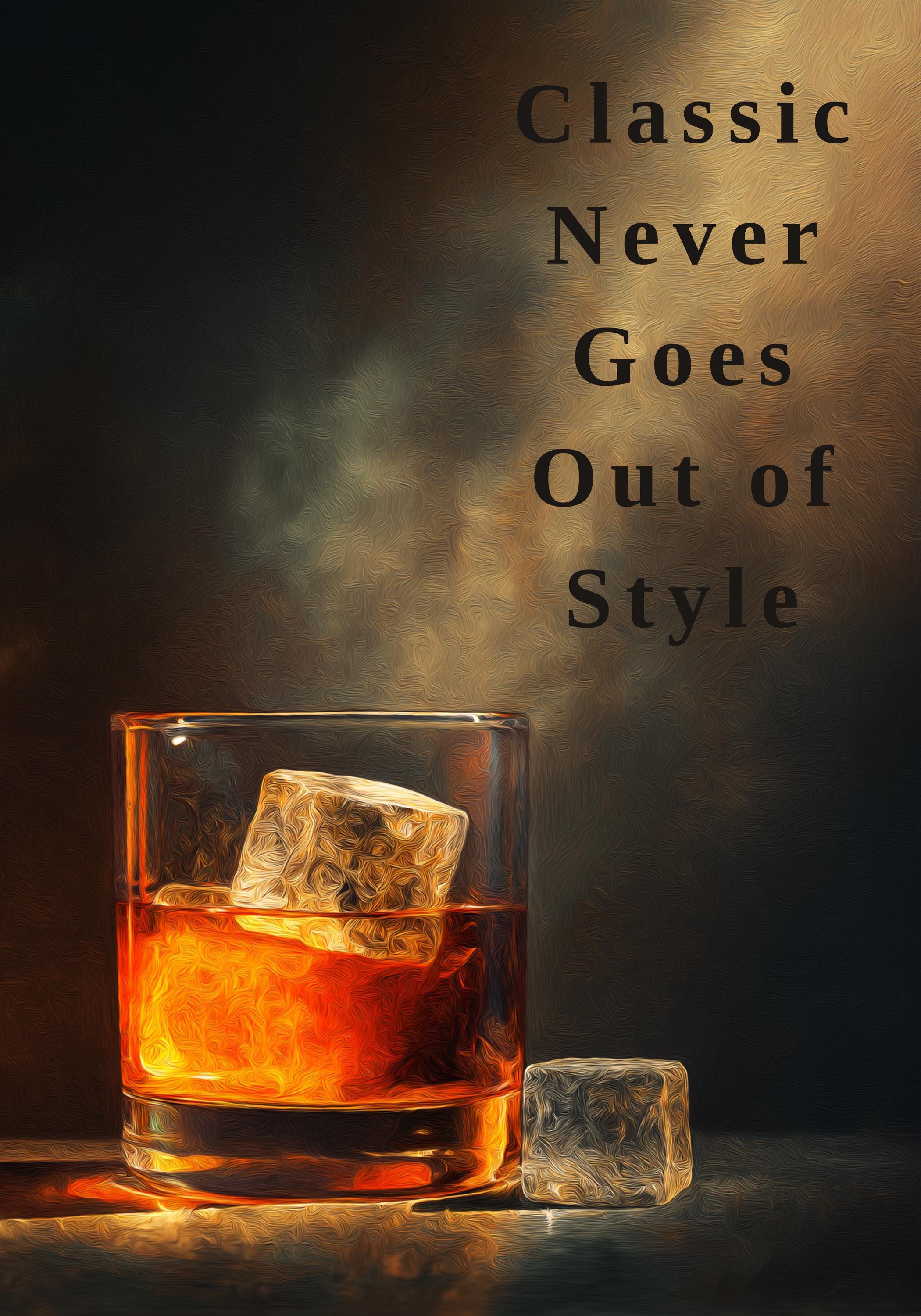 Old Fashioned Cocktail “Classic never goes out of style” Quote Whiskey Bar Wall Art by The Wall Art Studio