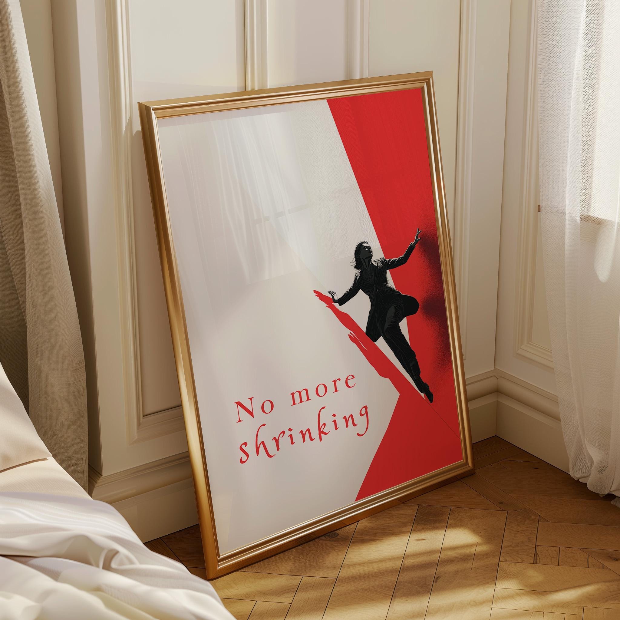 Feminist "No More Shrinking" Women’s Rights Quote Wall Art by The Wall Art Studio