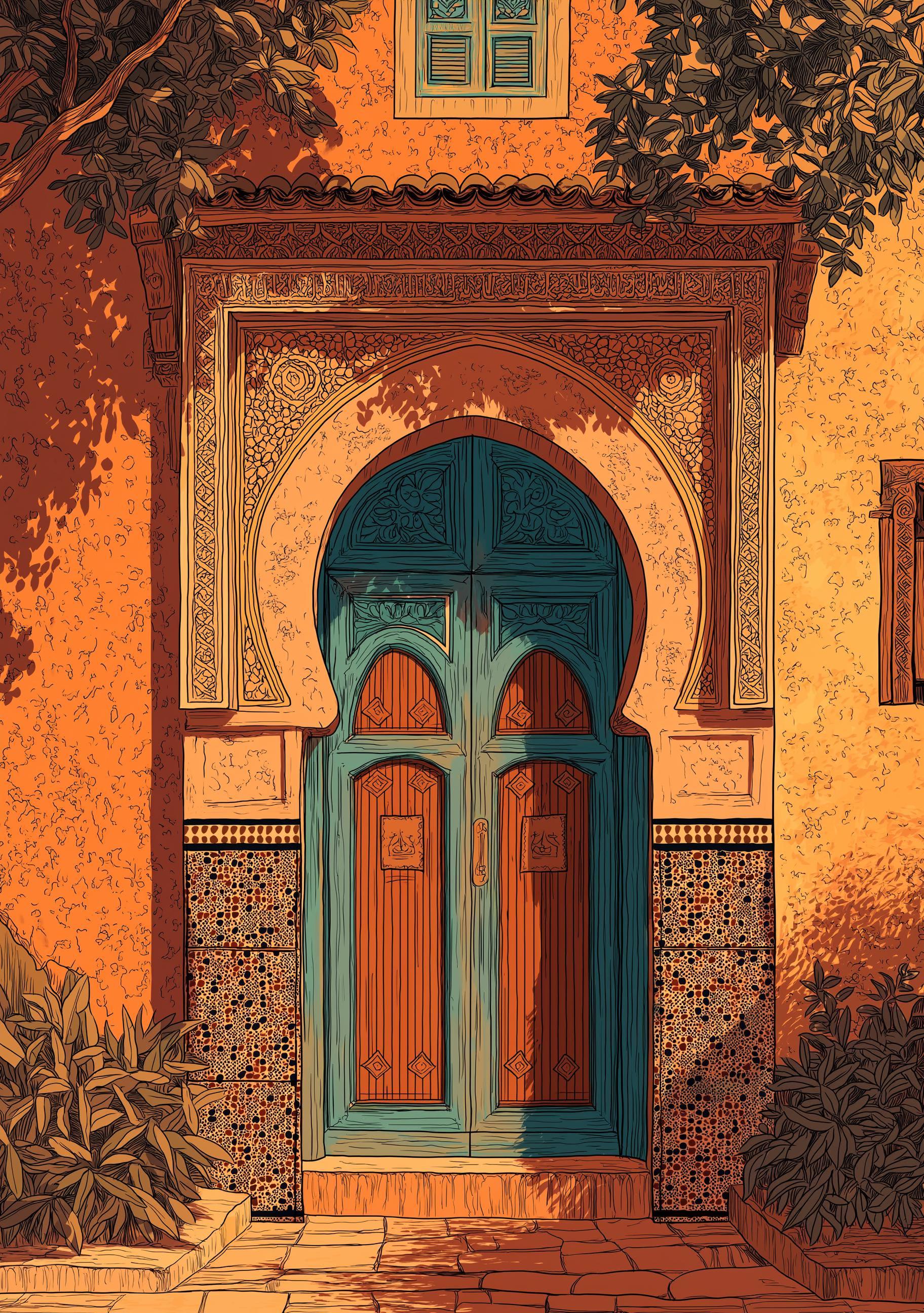 Moroccan Door Print Terracotta Arch Desert Boho Wall Art by The Wall Art Studio