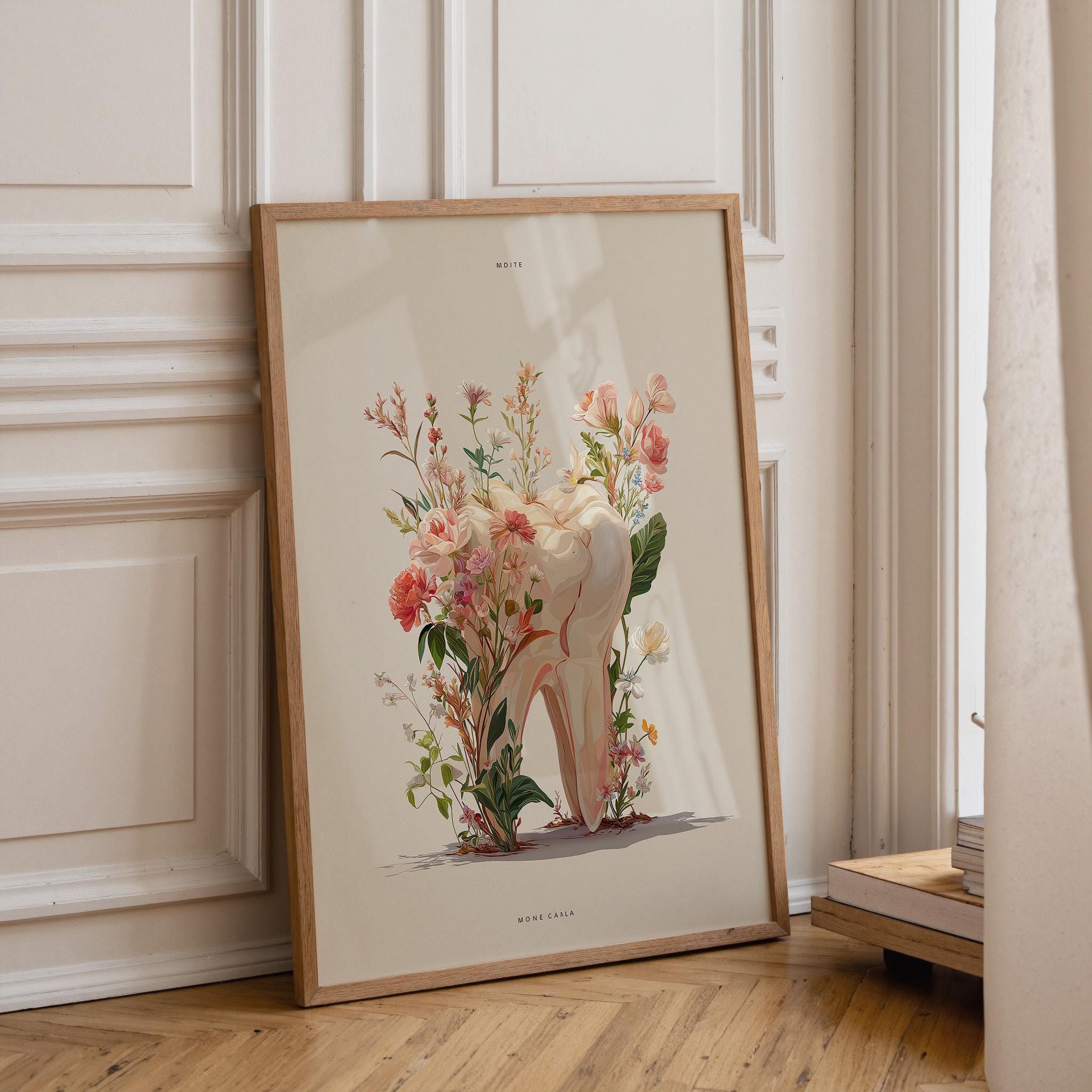 Dental Floral Tooth Elegant Dentist Office Wall Art