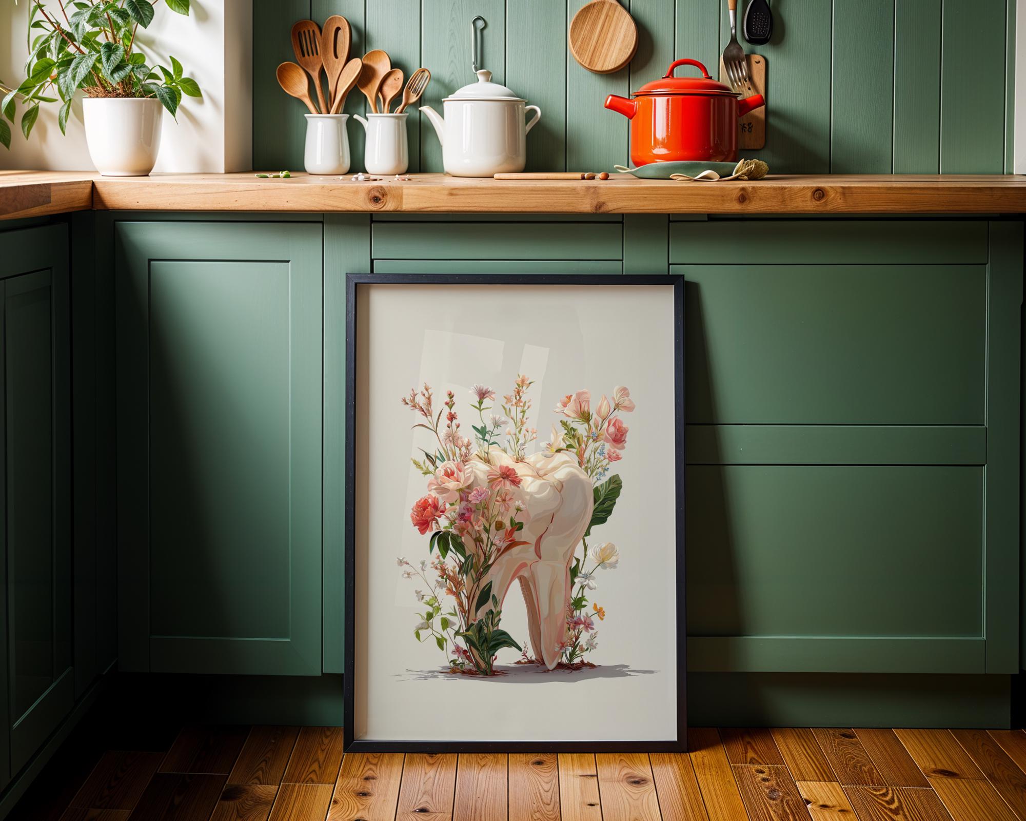 Dental Floral Tooth Elegant Dentist Office Wall Art