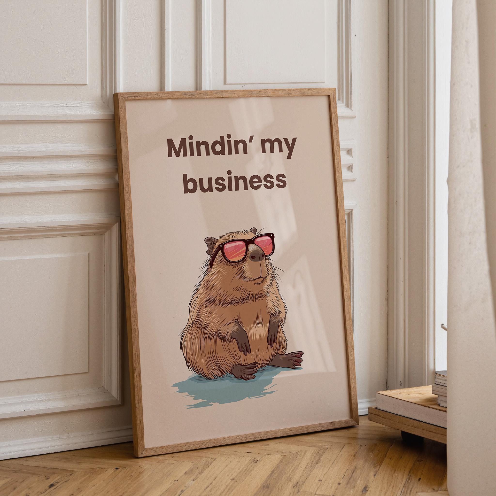 Funny Capybara Minding My Business Quote Wall Art by The Wall Art Studio