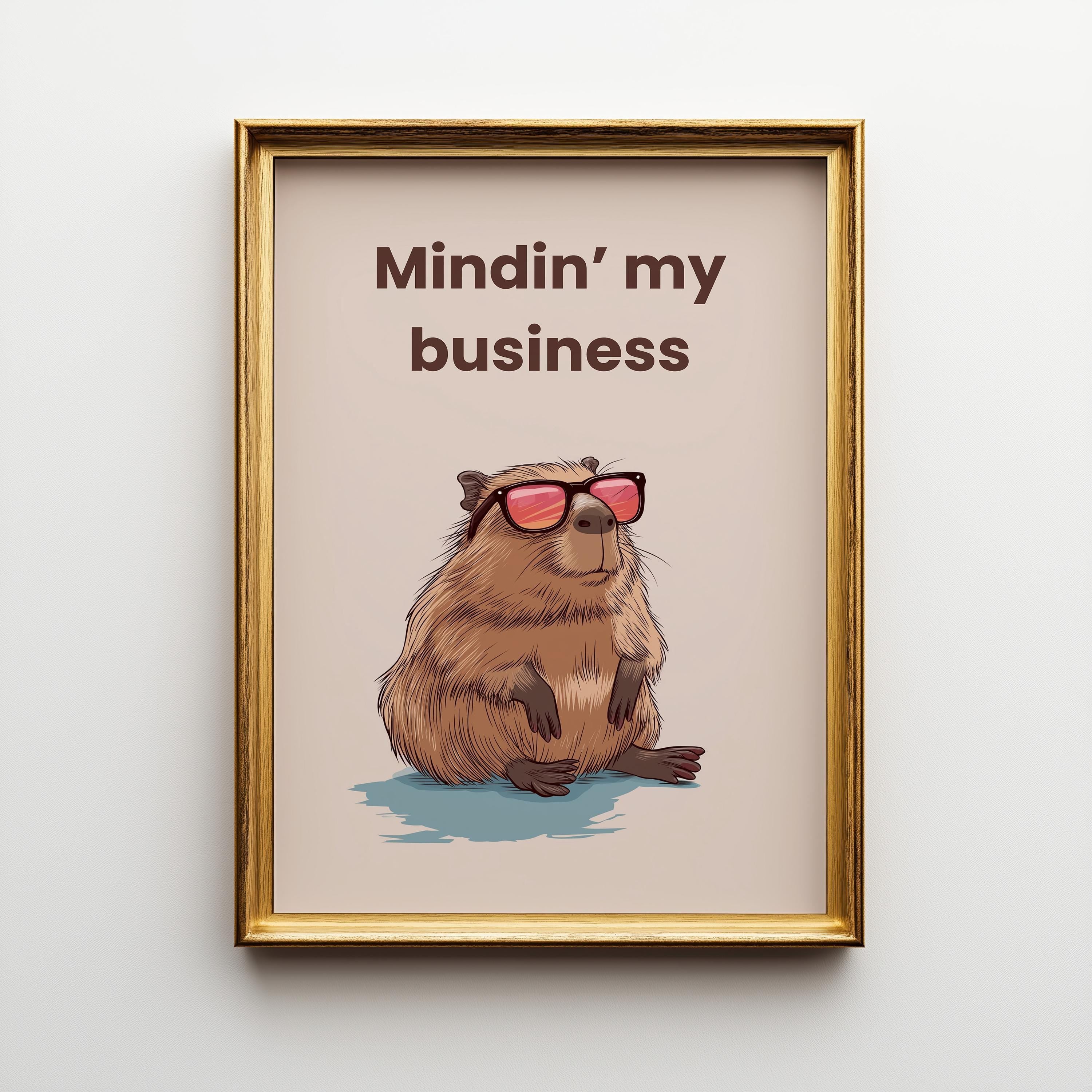 Funny Capybara Minding My Business Quote Wall Art by The Wall Art Studio