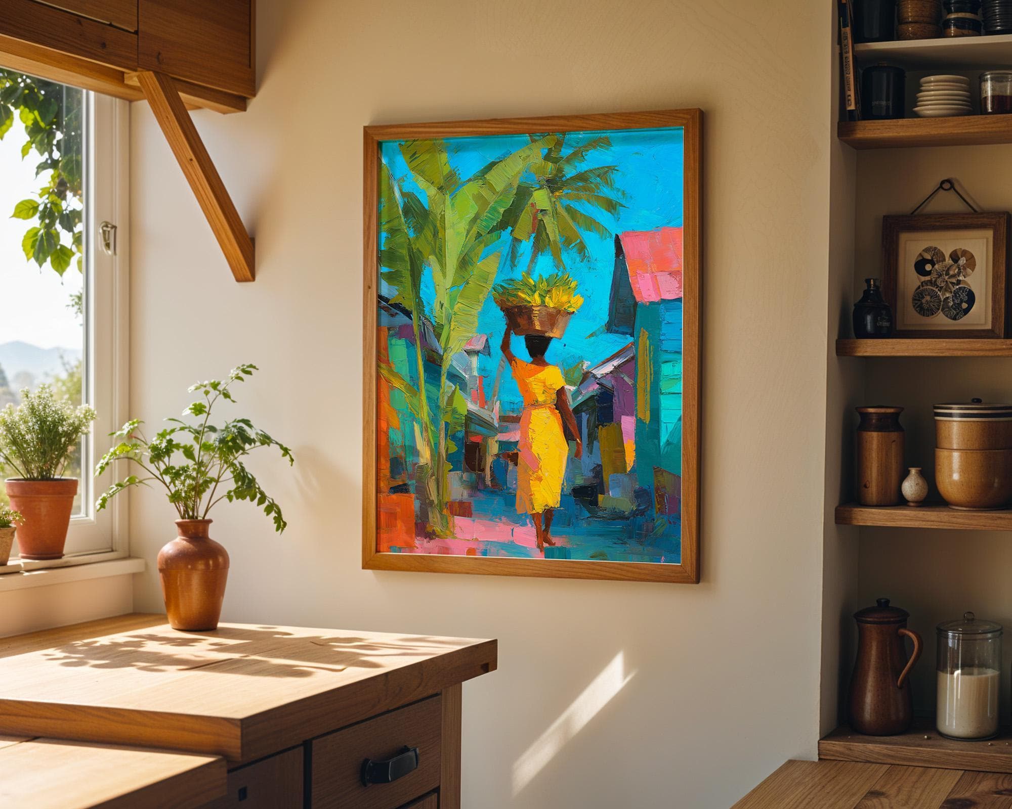 Tropical Street Scene Art Caribbean Coastal Summer Wall Art