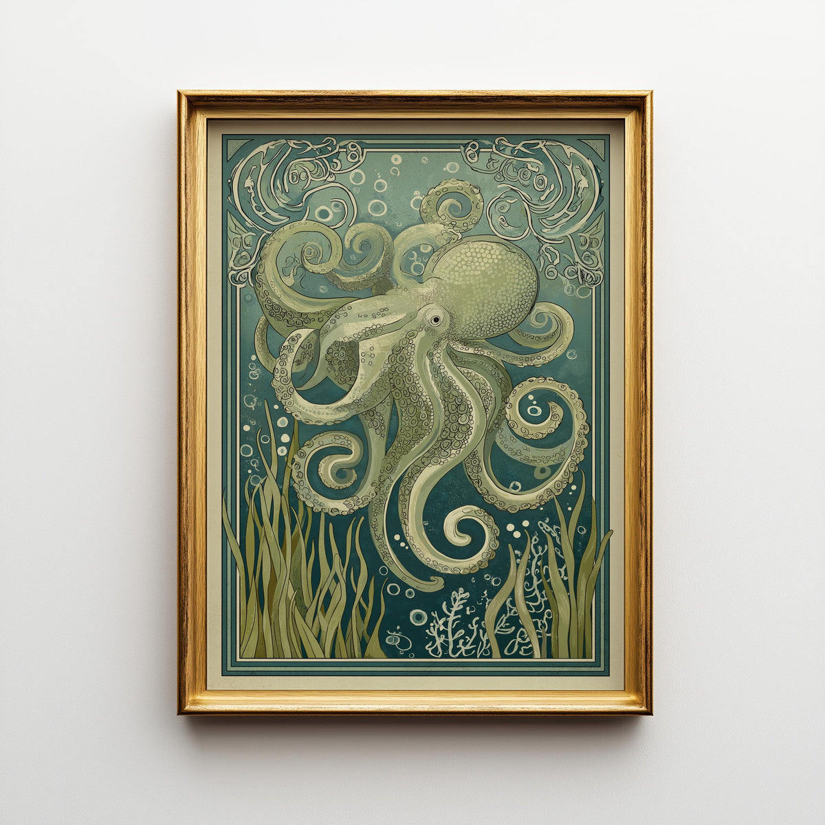 Octopus Coastal Ocean Nautical Sea Life Wall Art