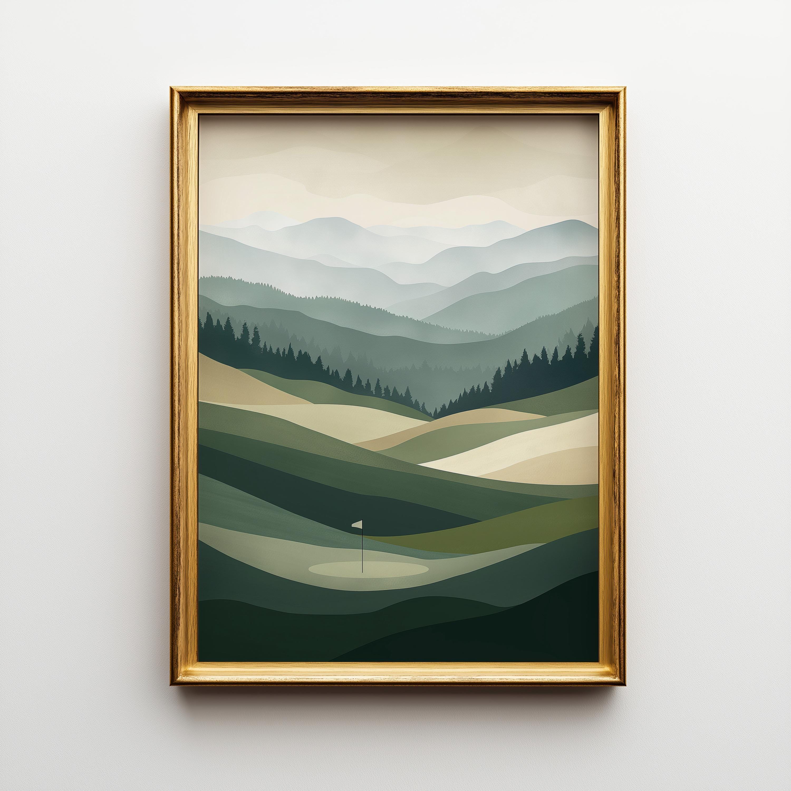 Minimalist Golf Modern Contemporary Golf Course Wall Art