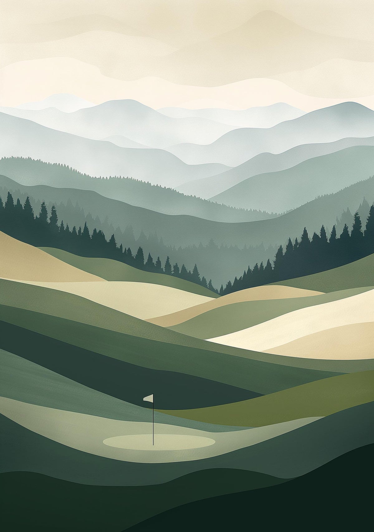Minimalist Golf Modern Contemporary Golf Course Wall Art