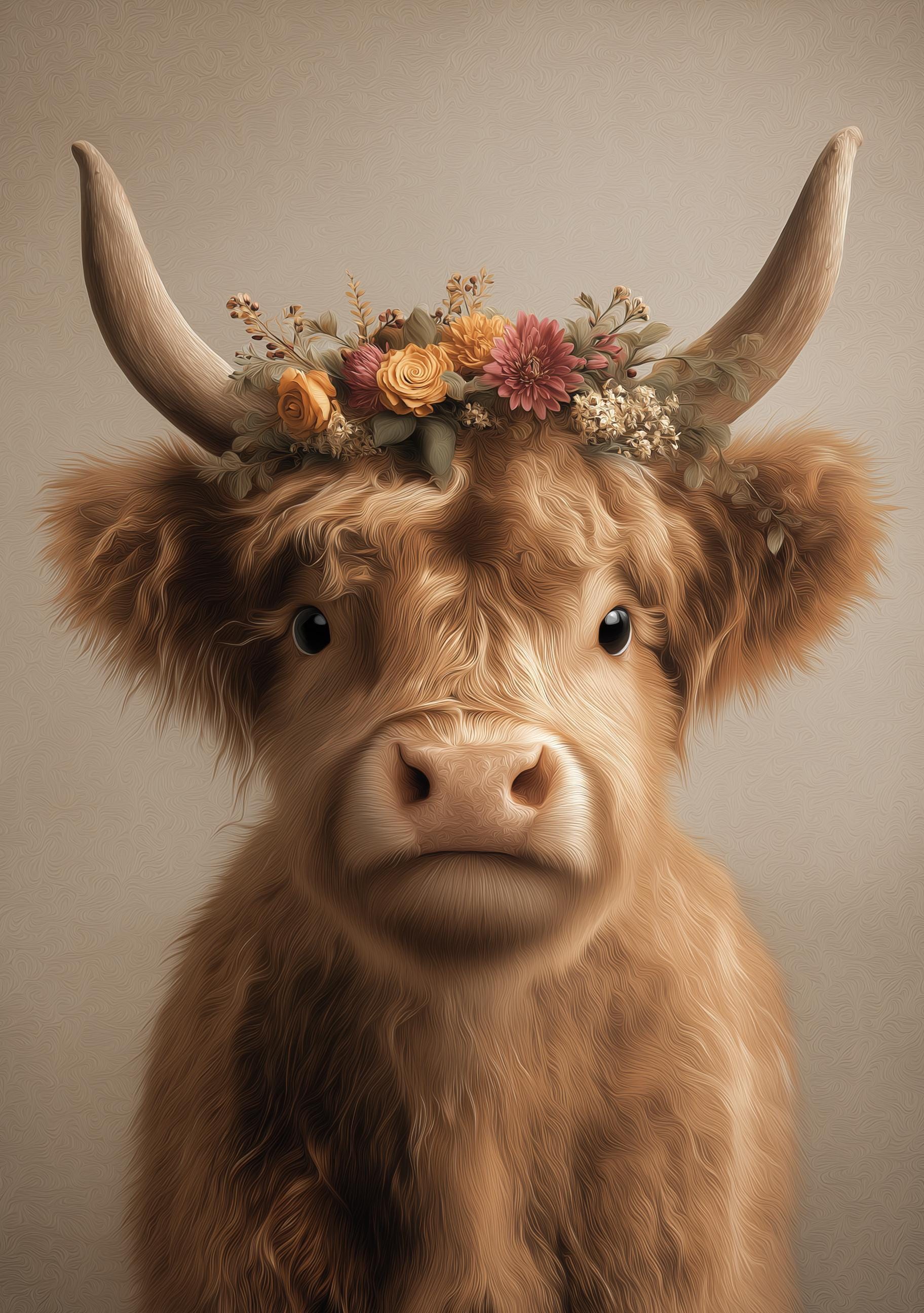 Highland Cow Rustic Farmhouse Scottish Highland Cattle Wall Art by The Wall Art Studio - physical