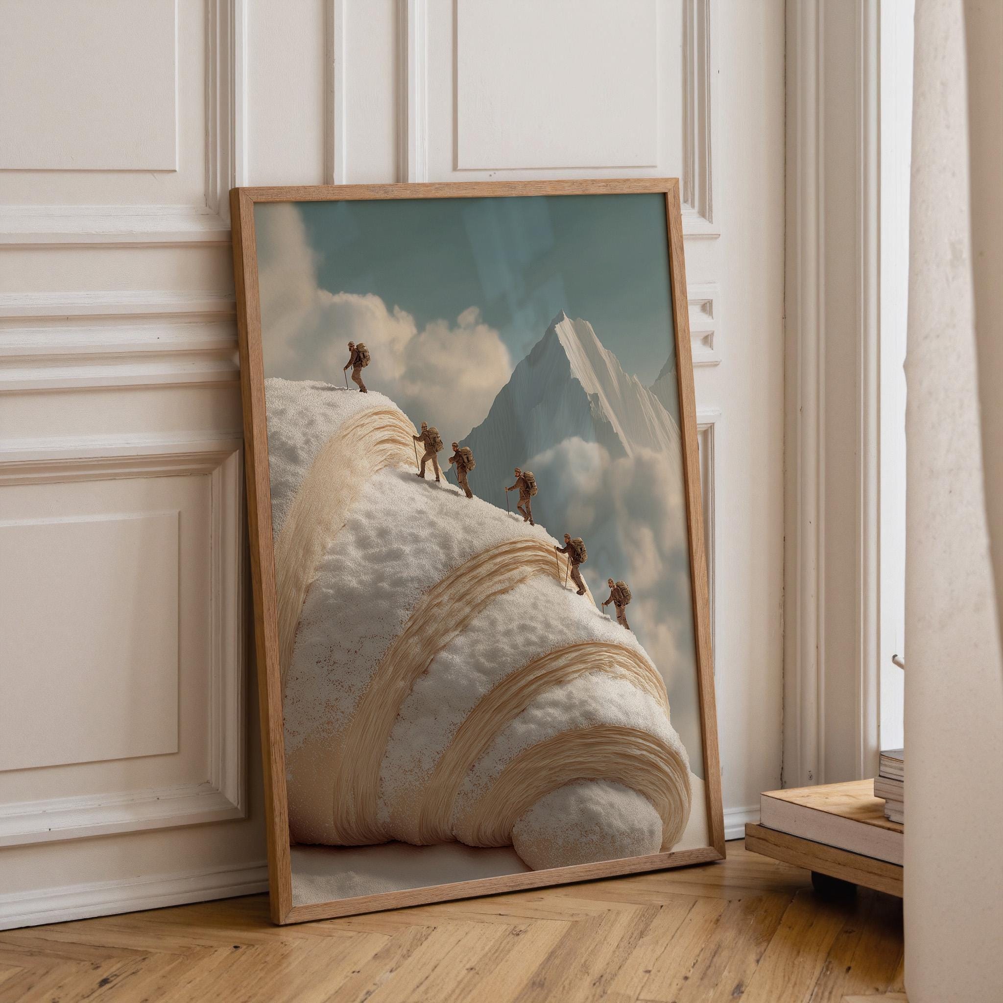 Surreal Croissant Mountain Whimsical Food Landscape Wall Art