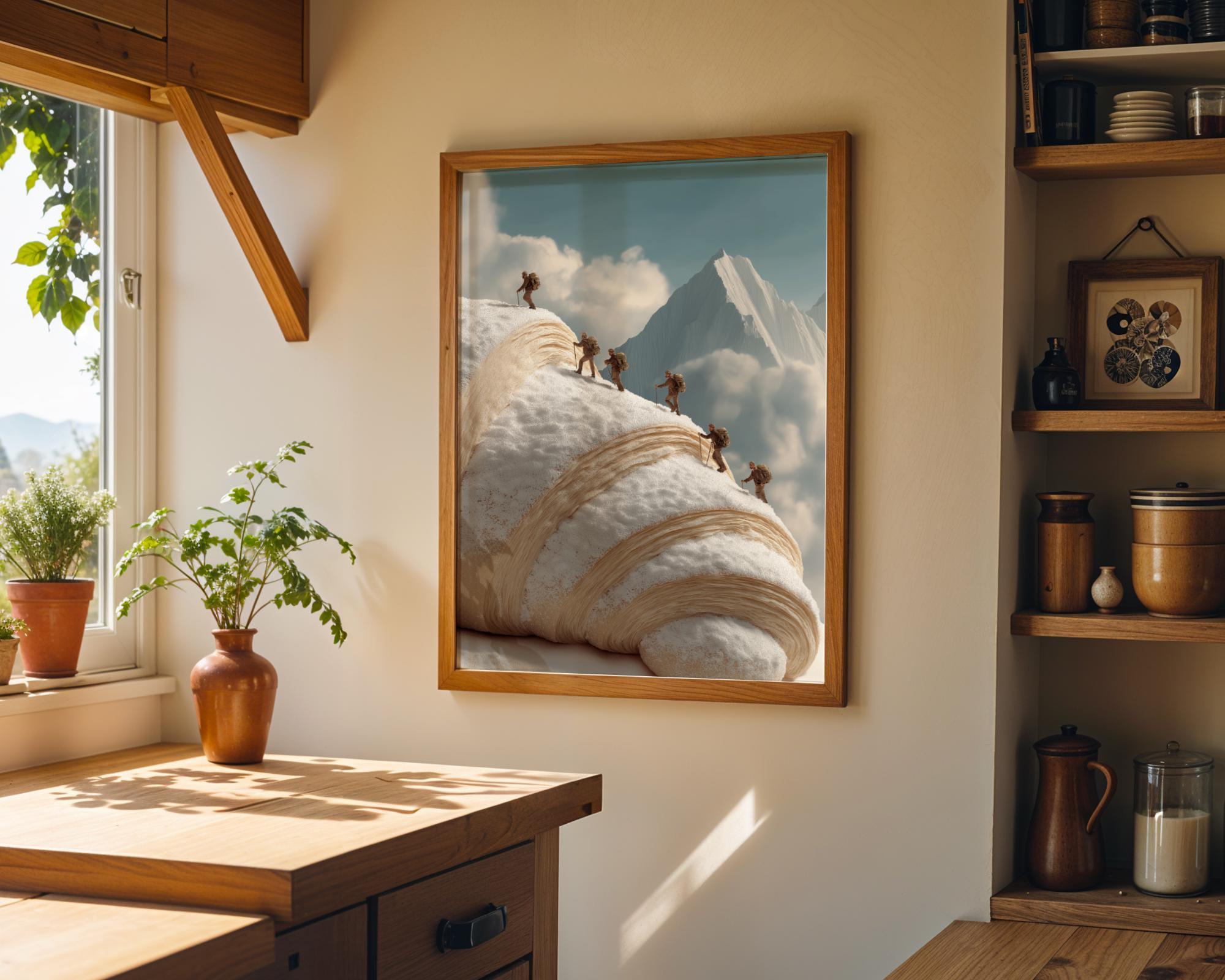 Surreal Croissant Mountain Whimsical Food Landscape Wall Art
