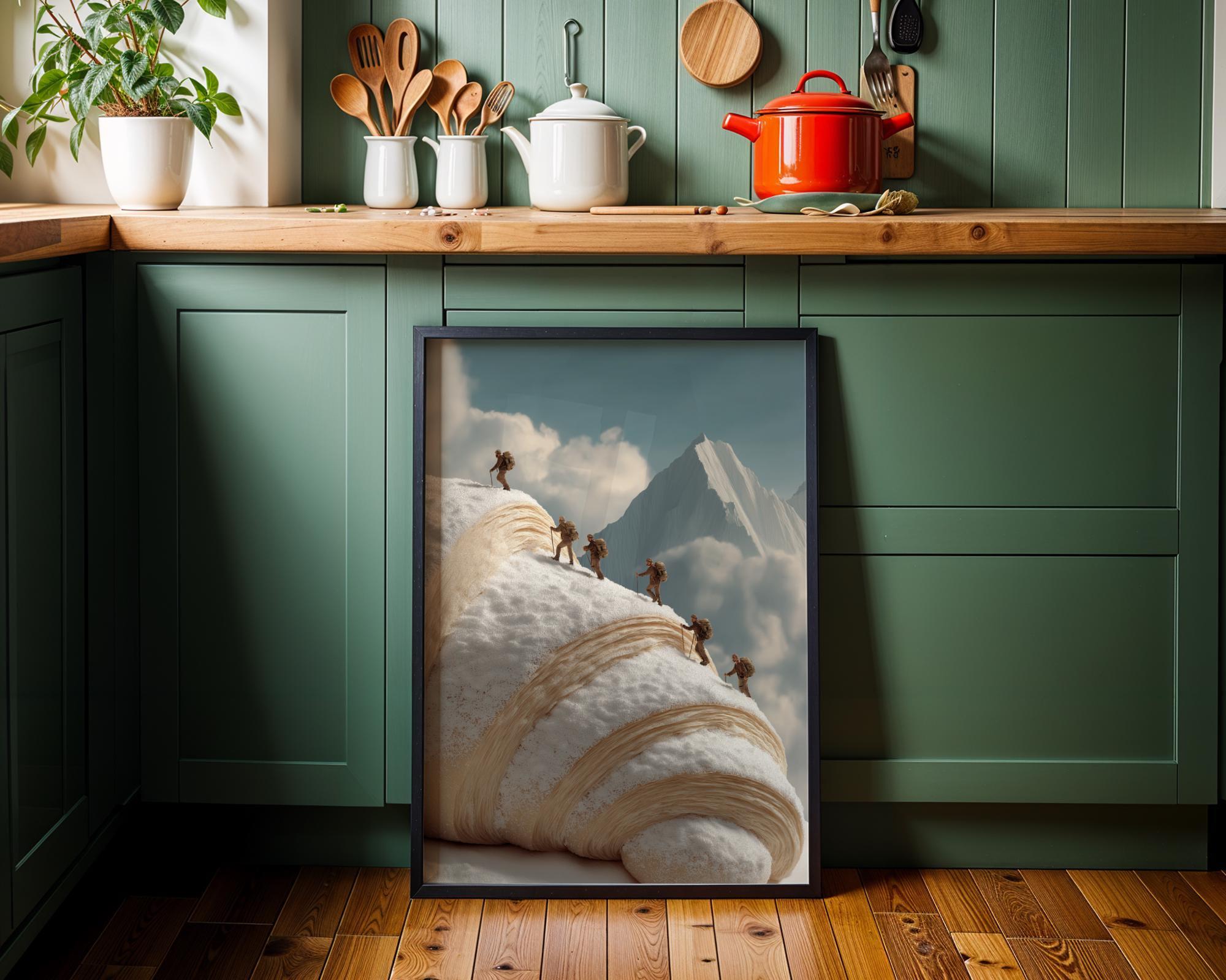 Surreal Croissant Mountain Whimsical Food Landscape Wall Art