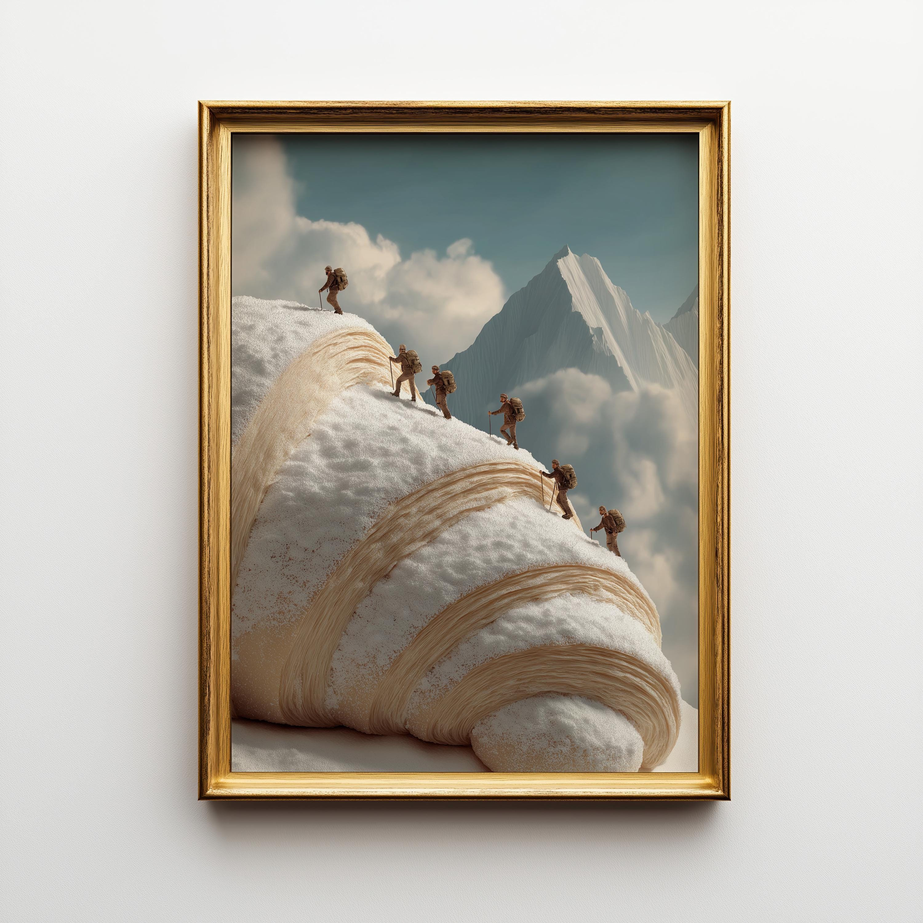 Surreal Croissant Mountain Whimsical Food Landscape Wall Art