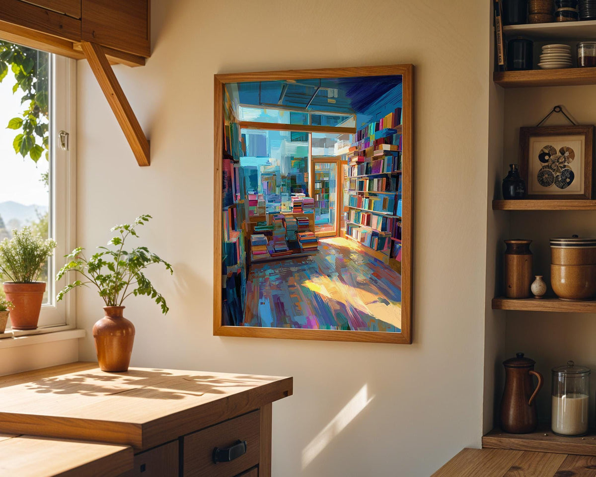 Record Shop Colorful Vinyl Store Indie Music Wall Art by The Wall Art Studio