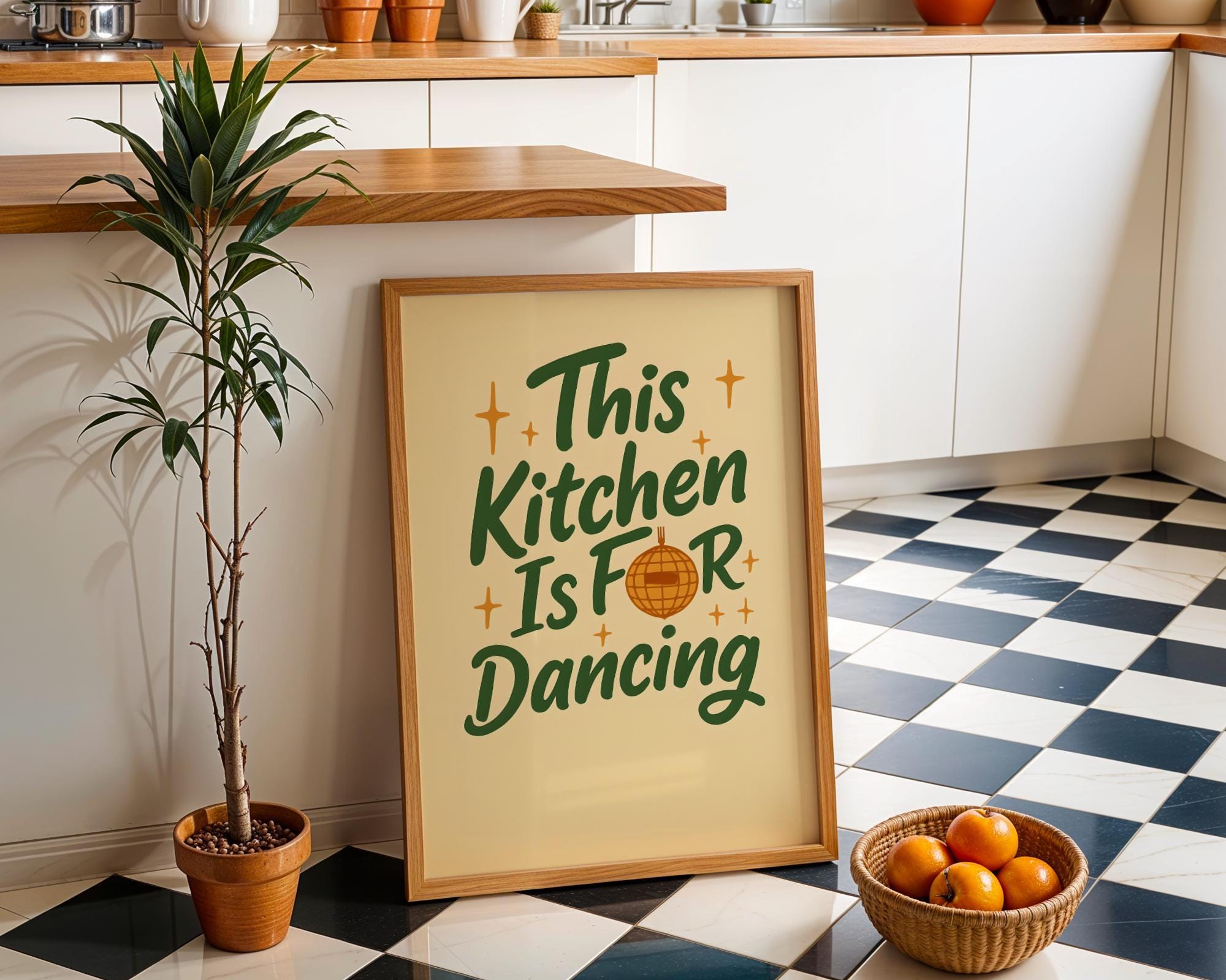 Green "This Kitchen is for Dancing" Kitchen Quote Wall Art by The Wall Art Studio - physical
