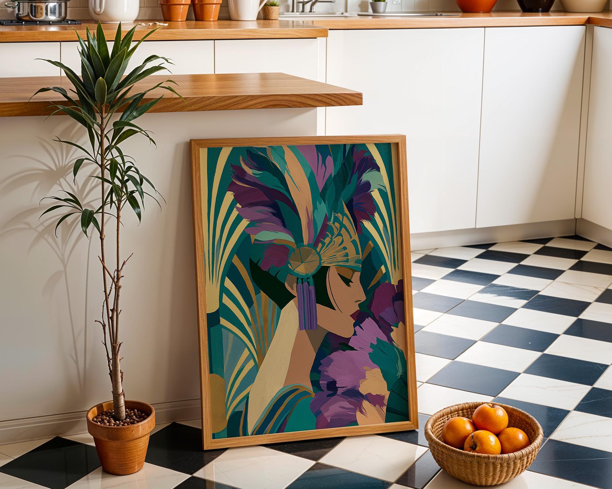 Art Deco Flapper Lady Neo Deco Portrait Roaring Twenties Wall Art by The Wall Art Studio