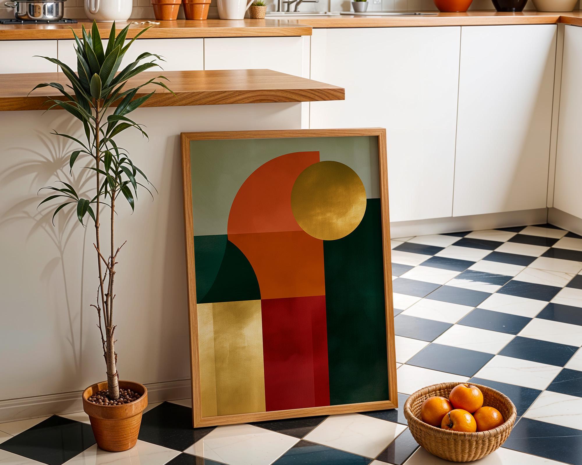 Gold Accent Neo Deco Geometric Wall Art by The Wall Art Studio