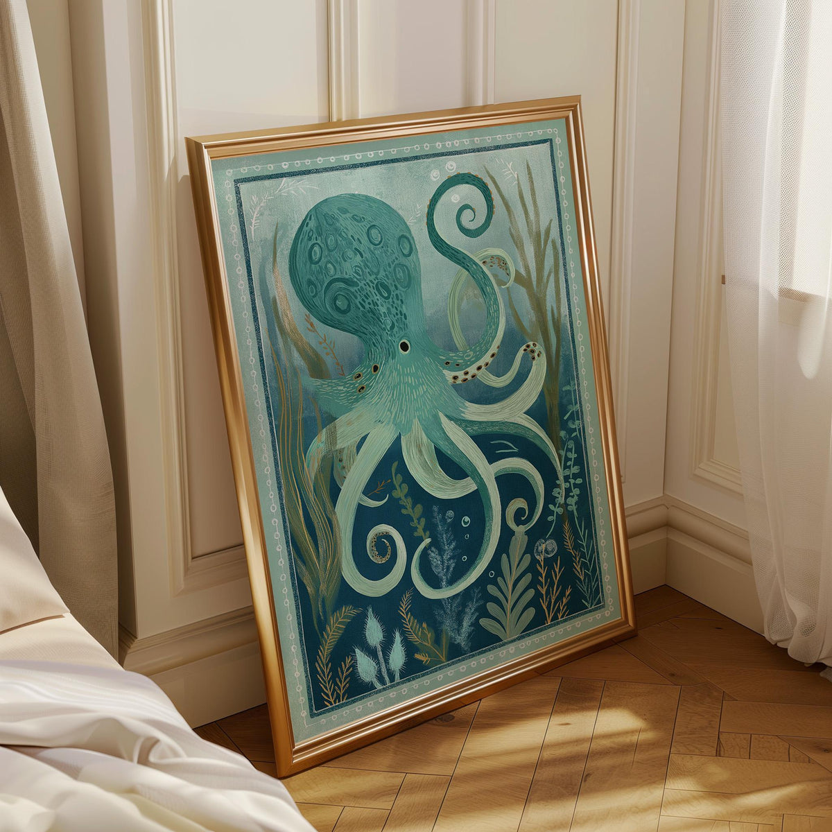 Octopus Coastal Ocean Nautical Sea Life Wall Art