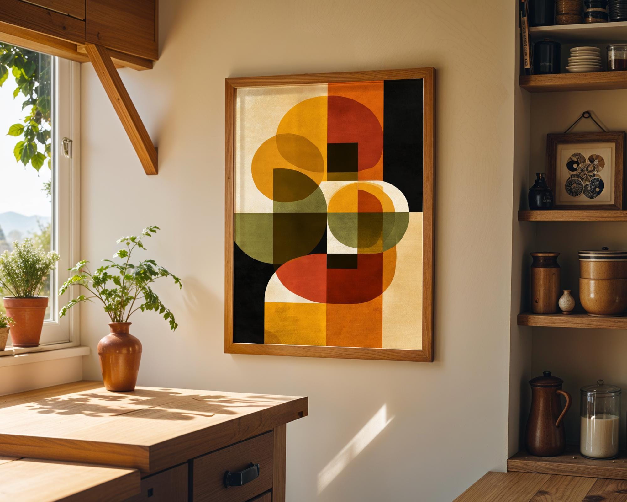 Mid-Century Modern Geometric Retro Abstract Shapes Wall Art