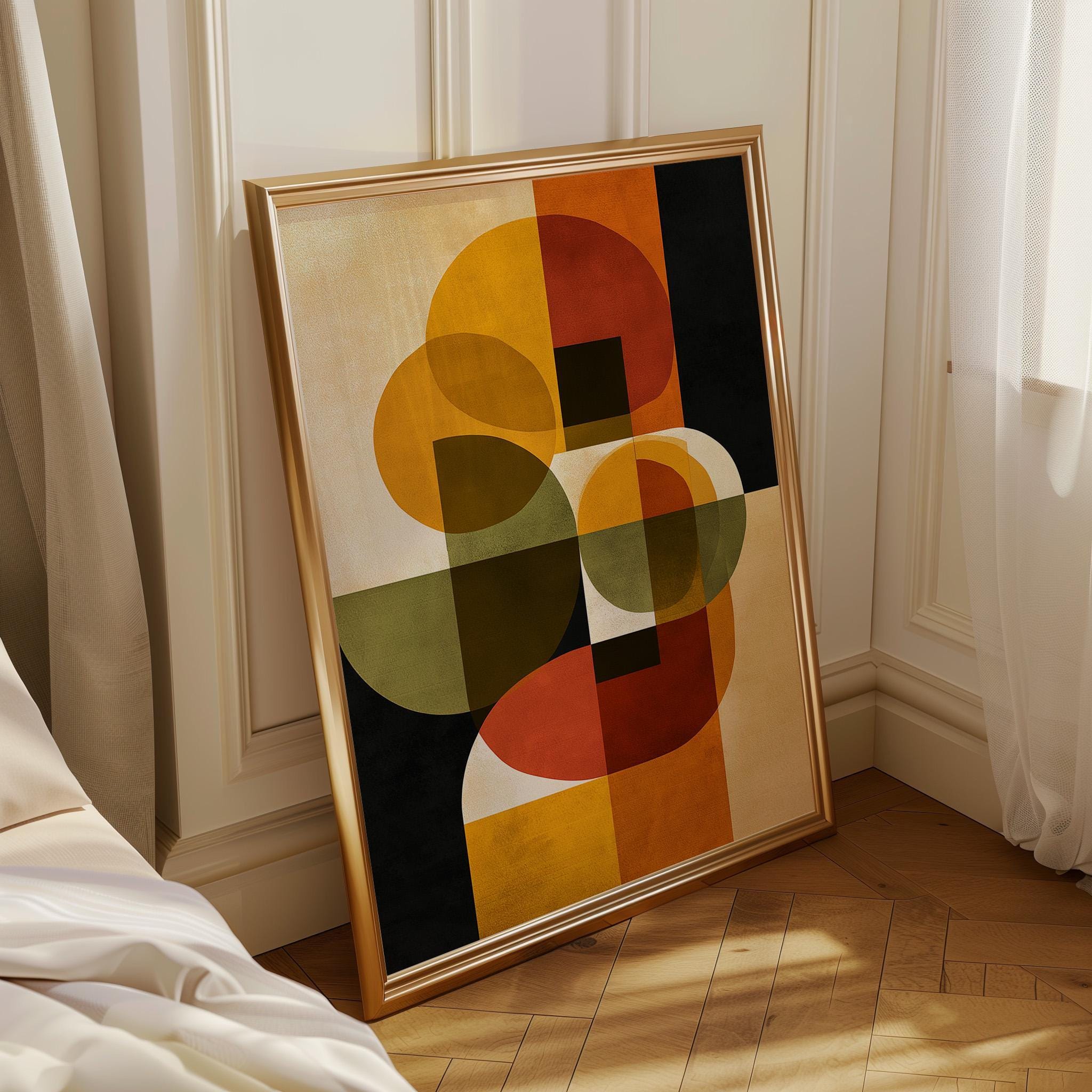 Mid-Century Modern Geometric Retro Abstract Shapes Wall Art