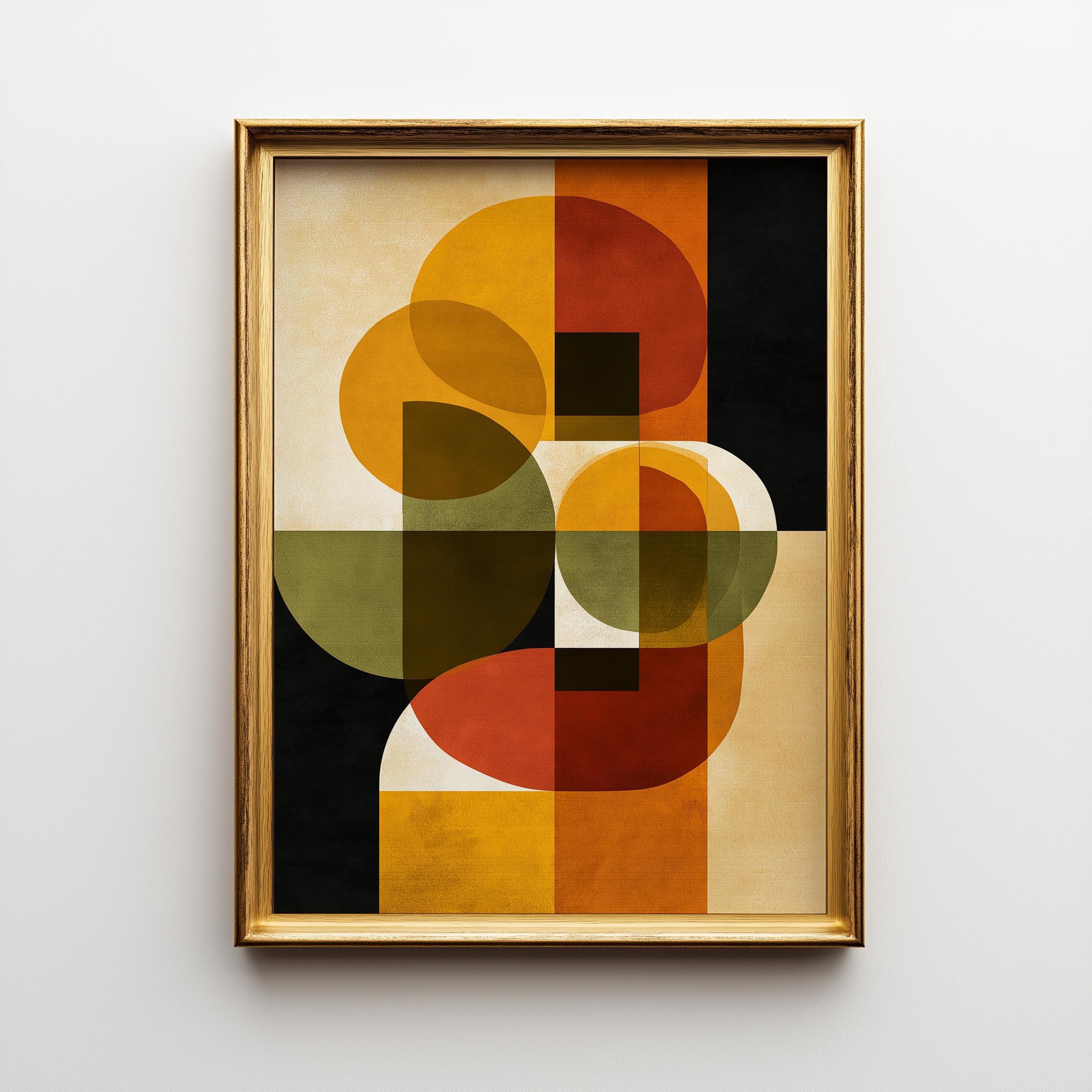 Mid-Century Modern Geometric Retro Abstract Shapes Wall Art