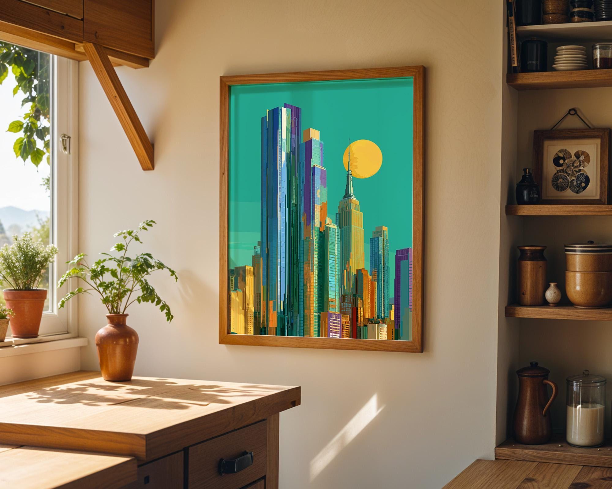 Art Deco Cityscape New York Skyline Wall Art by The Wall Art Studio