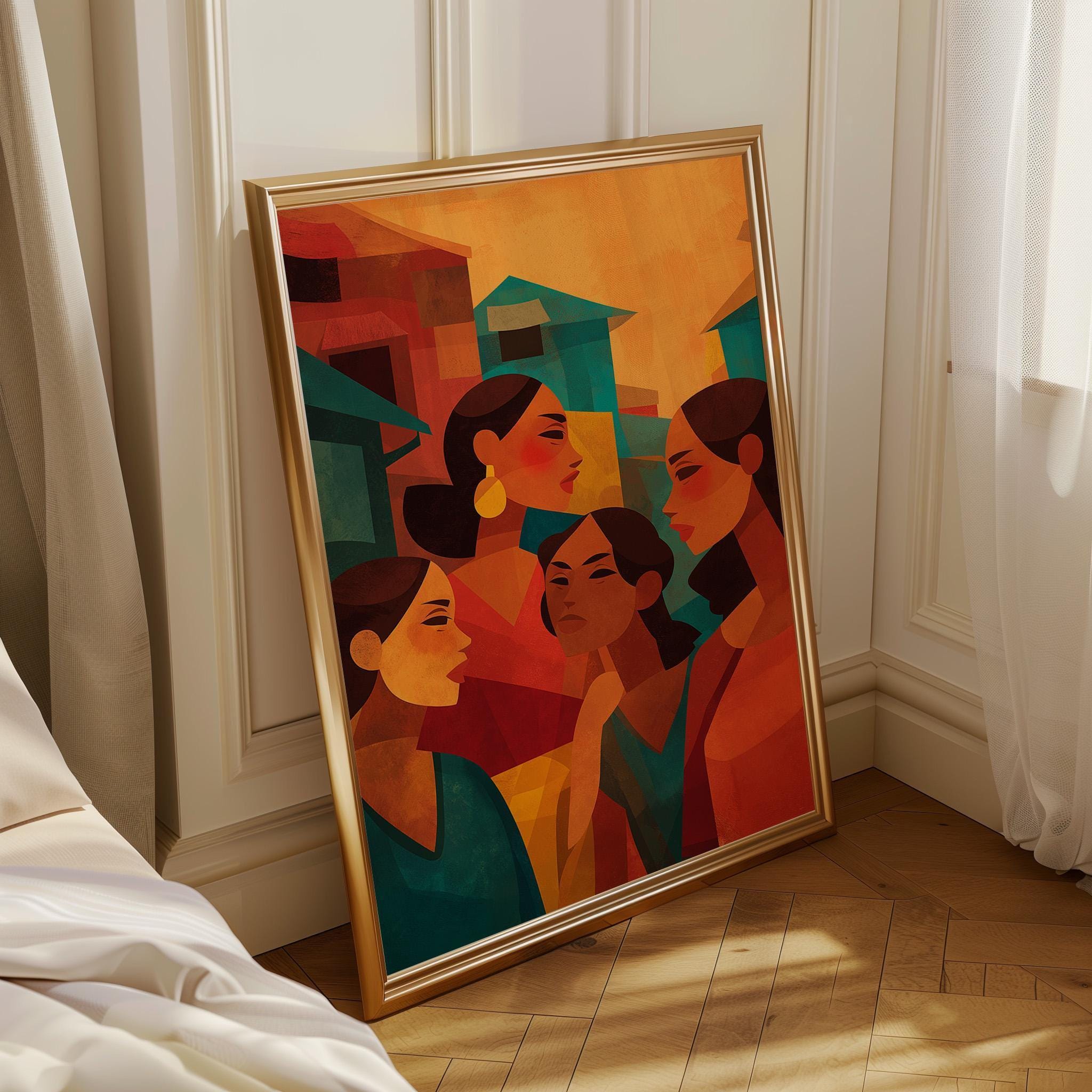Contemporary Feminist Abstract Women Bold Colour Latina Inspired Wall Art, by The Wall Art Studio