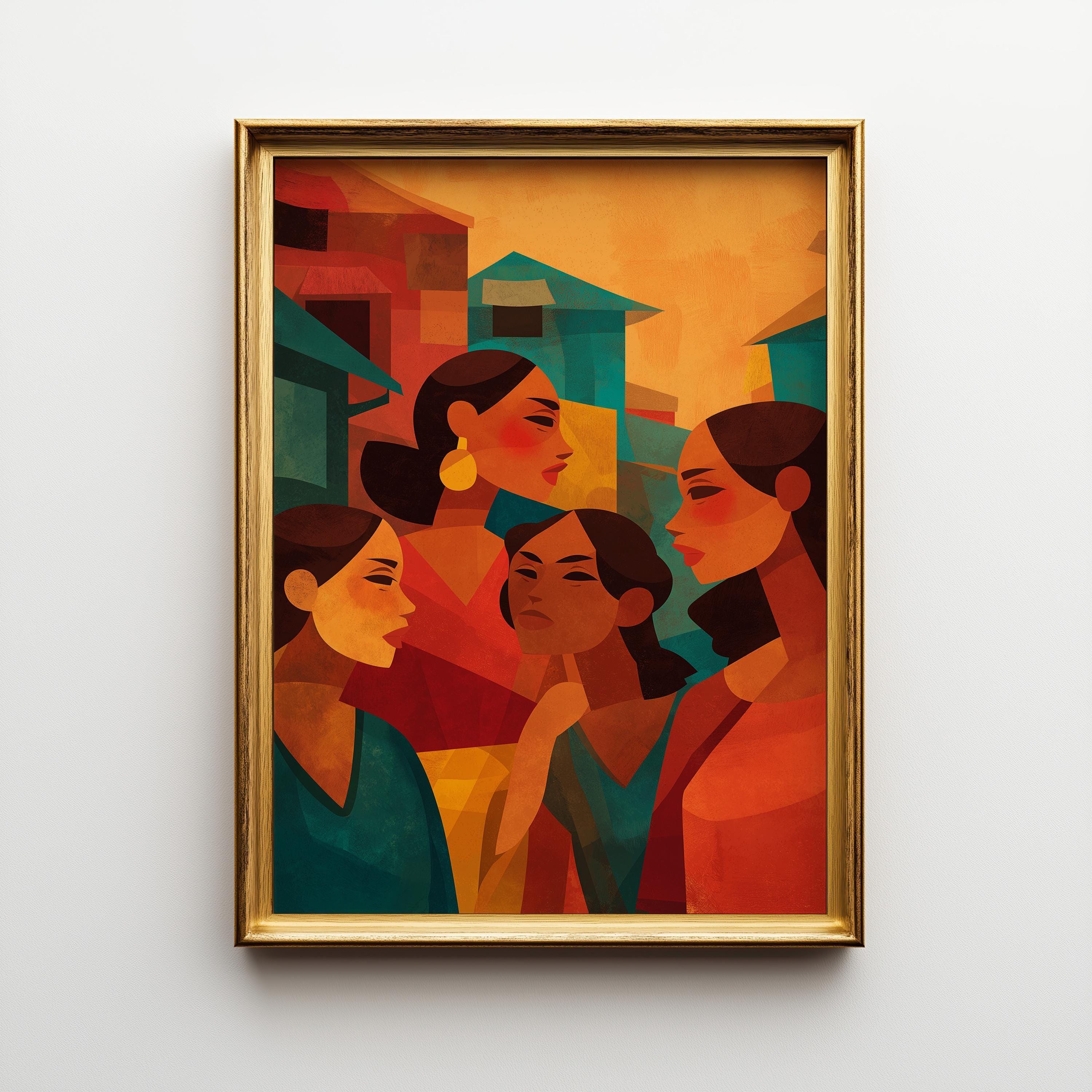 Contemporary Feminist Abstract Women Bold Colour Latina Inspired Wall Art, by The Wall Art Studio