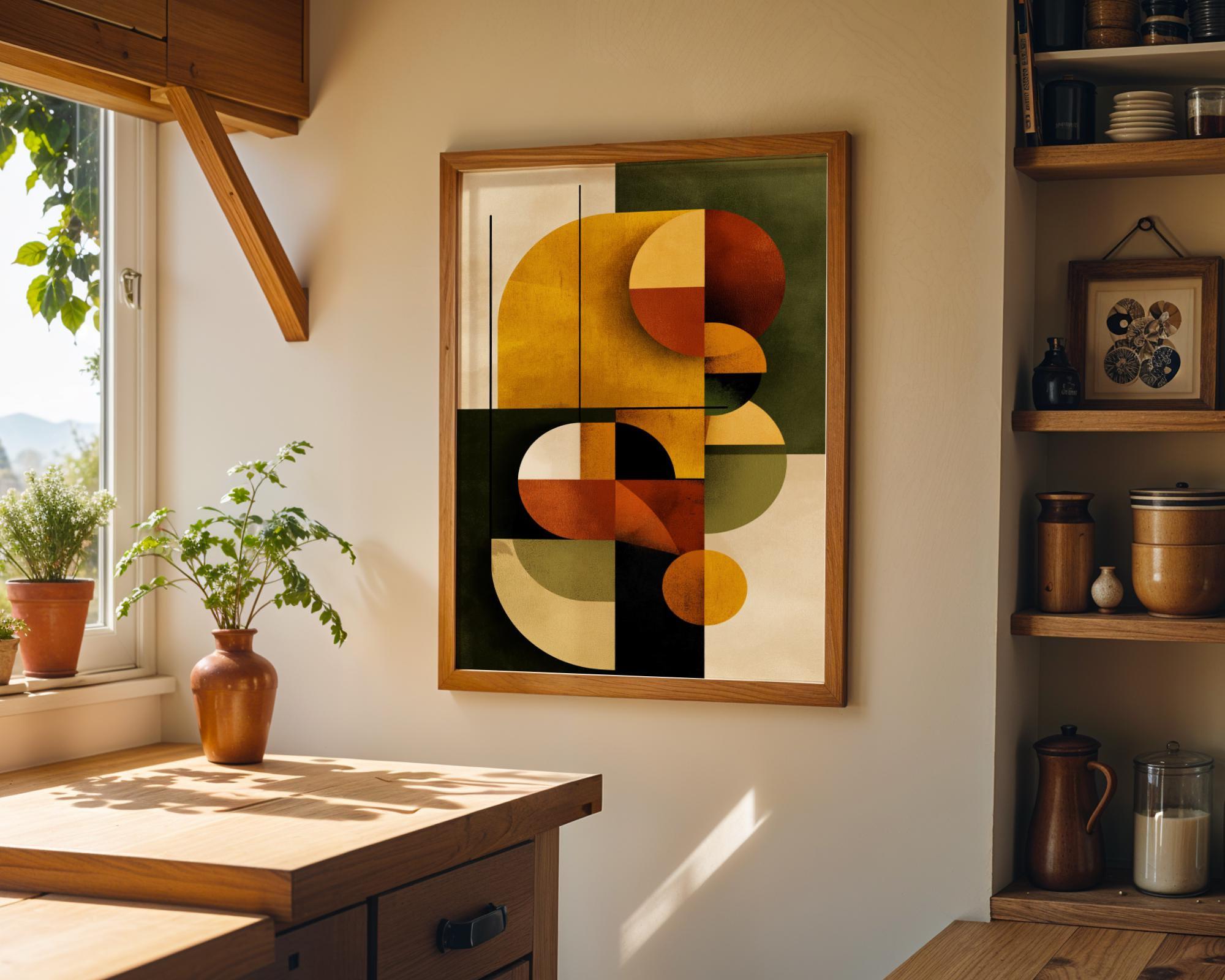 Mid-Century Modern Retro Abstract Shapes Geometric Wall Art by The Wall Art Studio - physical