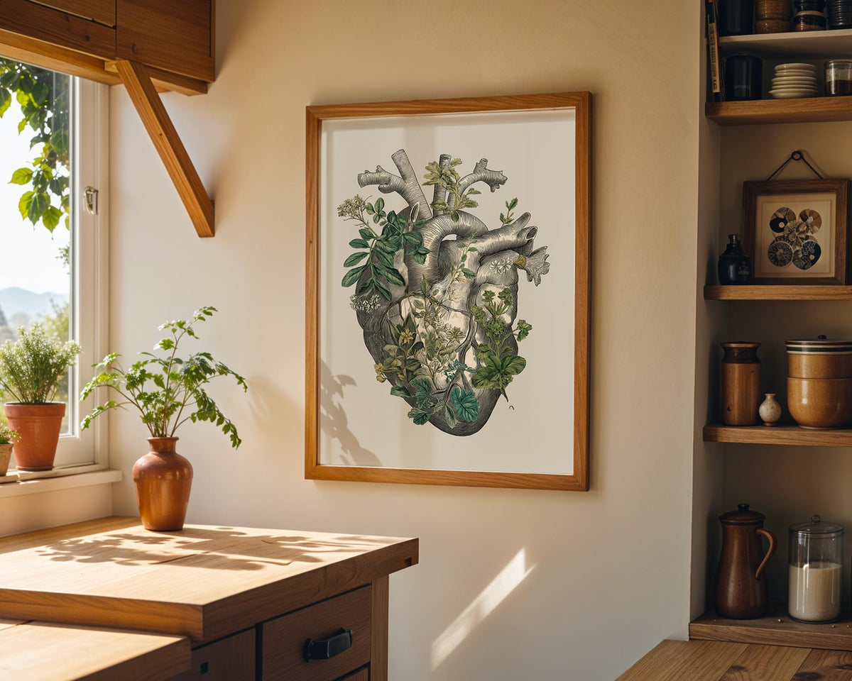 Botanical Anatomical Heart Vintage Medical Floral Anatomy Wall Art by The Wall Art Studio - physical