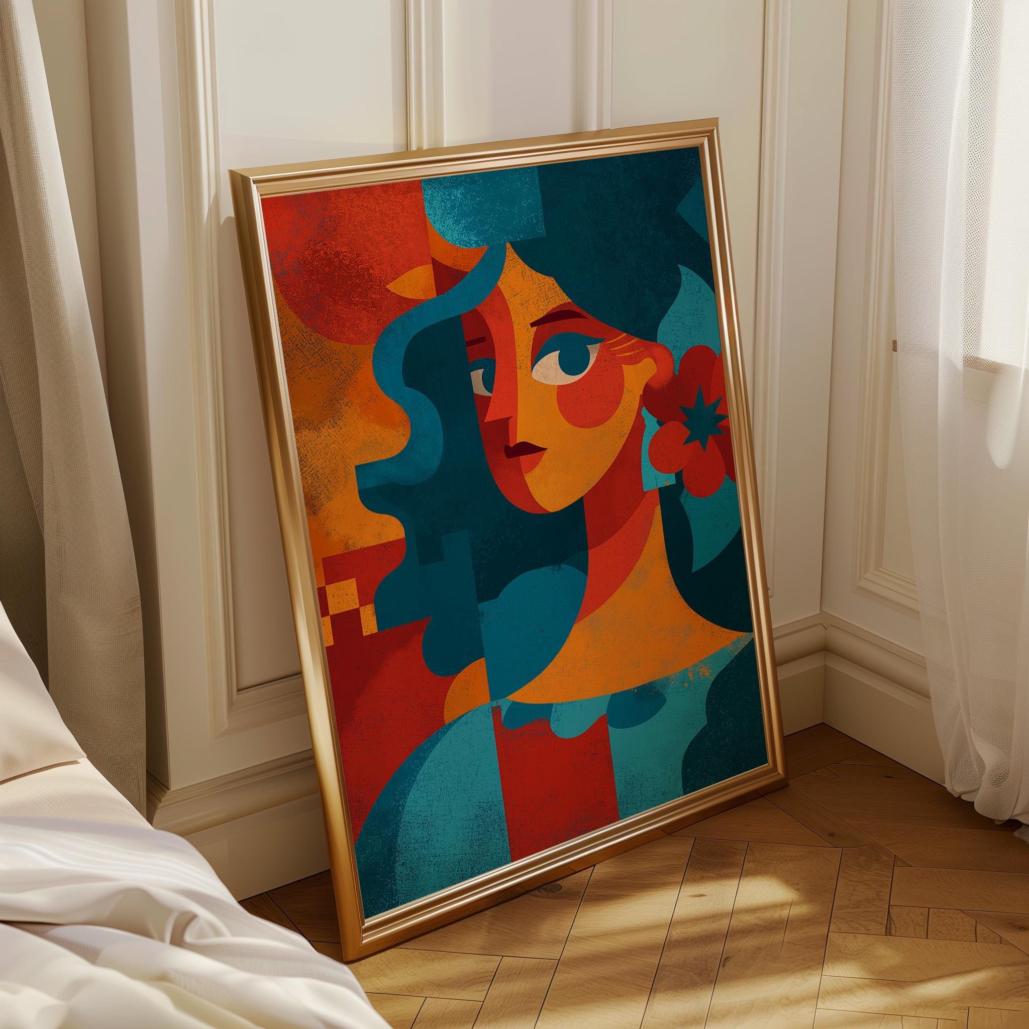 Hispanic-Inspired Feminist Portrait Bold Latin Colour Wall Art by The Wall Art Studio