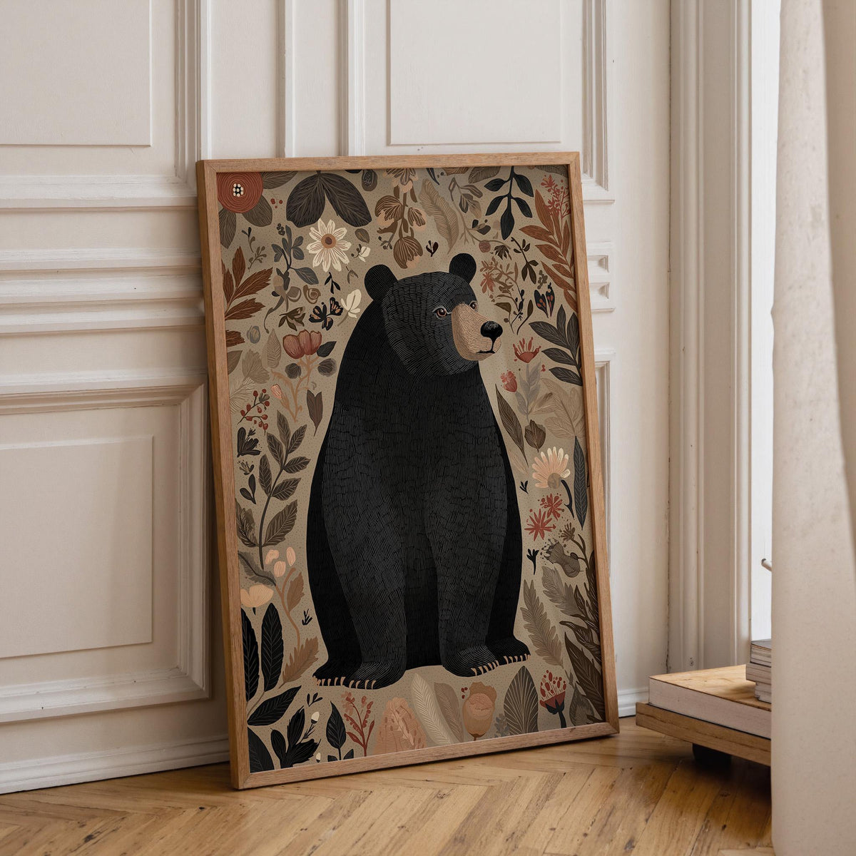 Woodland Bear Forest Animal Folk Art Bear Rustic Cabin Wall Art