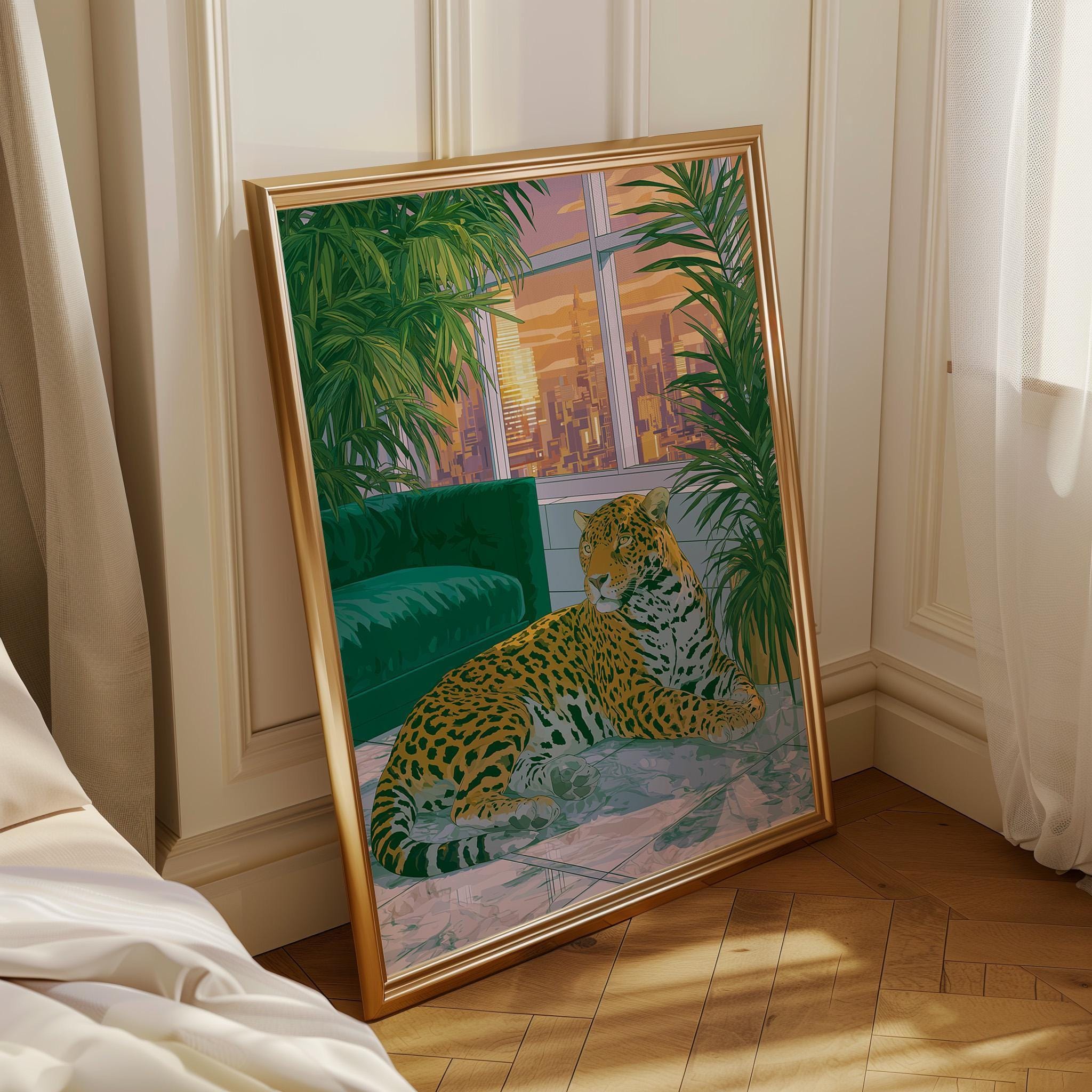 Art Deco Leopard Penthouse Wall Art by The Wall Art Studio