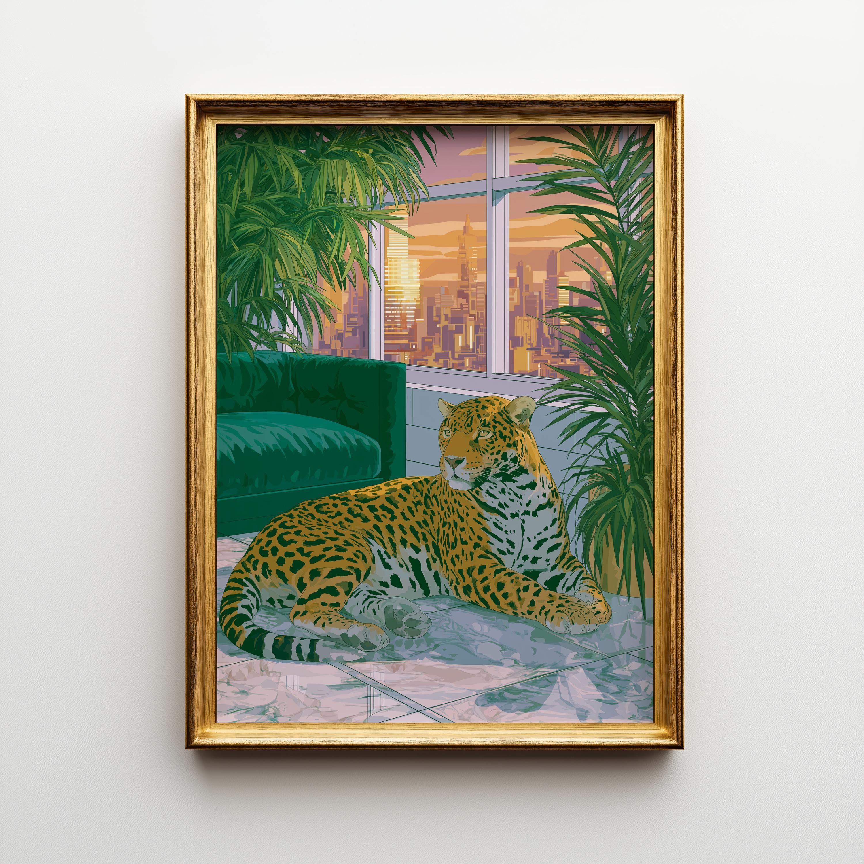 Art Deco Leopard Penthouse Wall Art by The Wall Art Studio