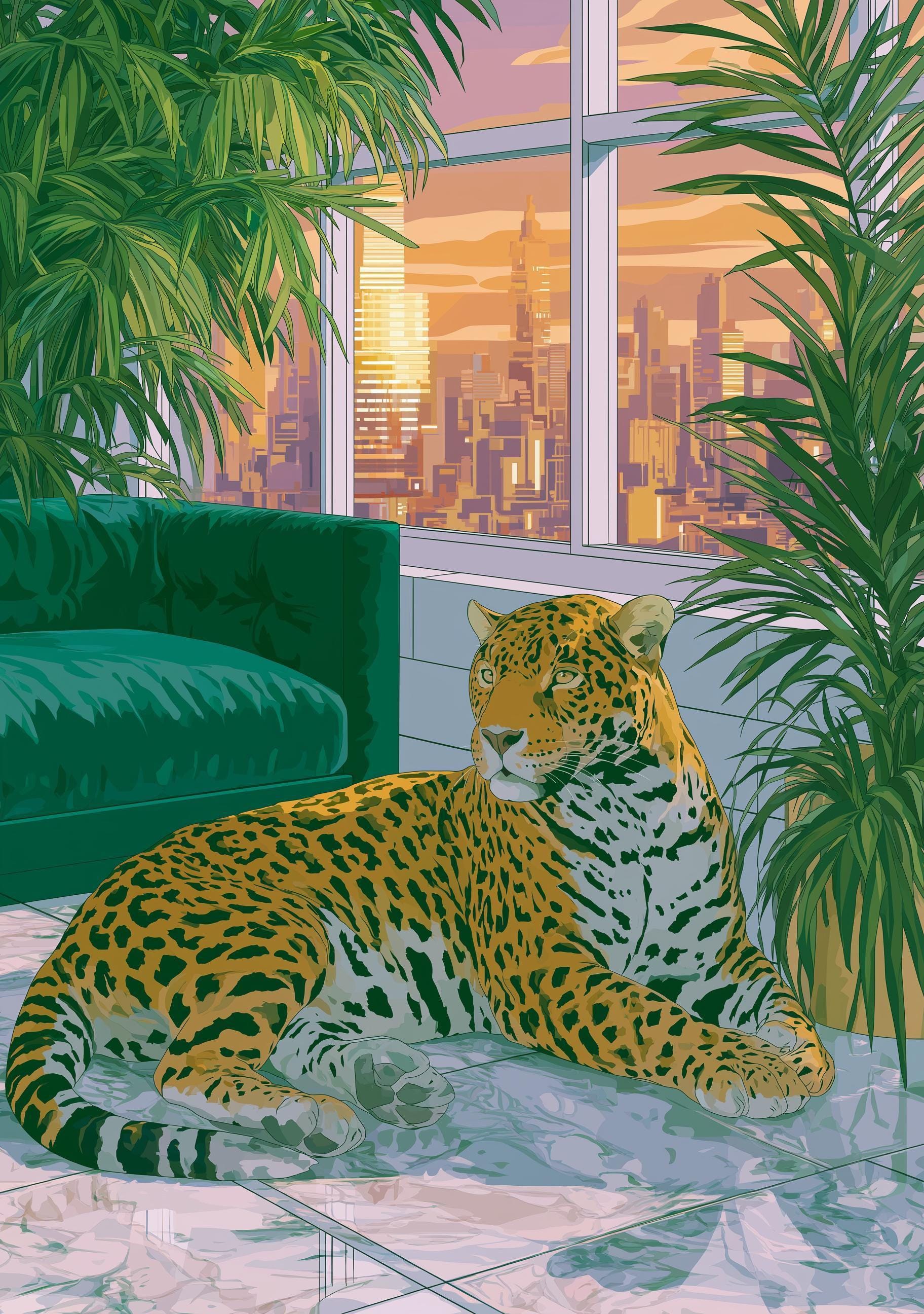 Art Deco Leopard Penthouse Wall Art by The Wall Art Studio