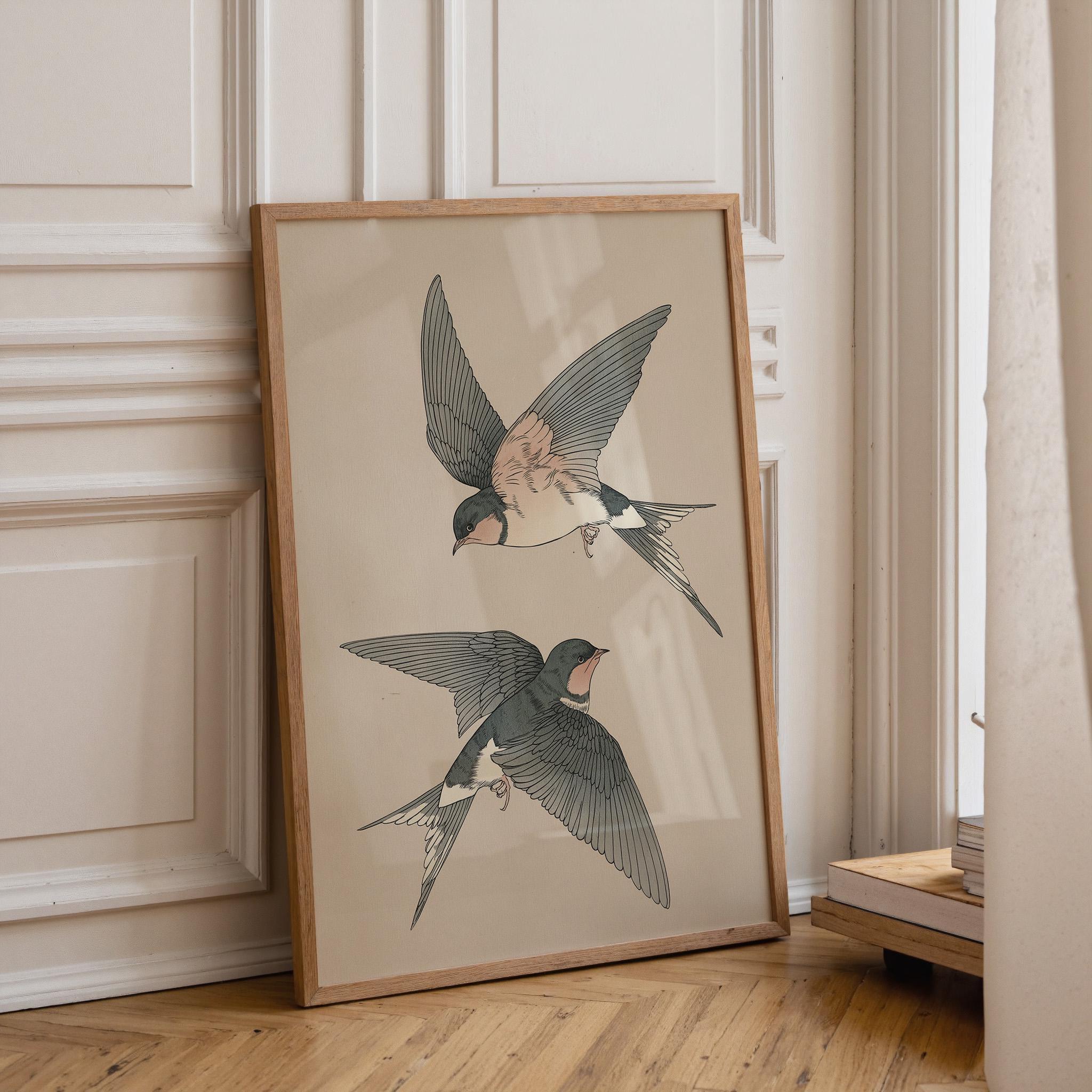 Swallow Bird Japanese Style Japandi Wall Art by The Wall Art Studio