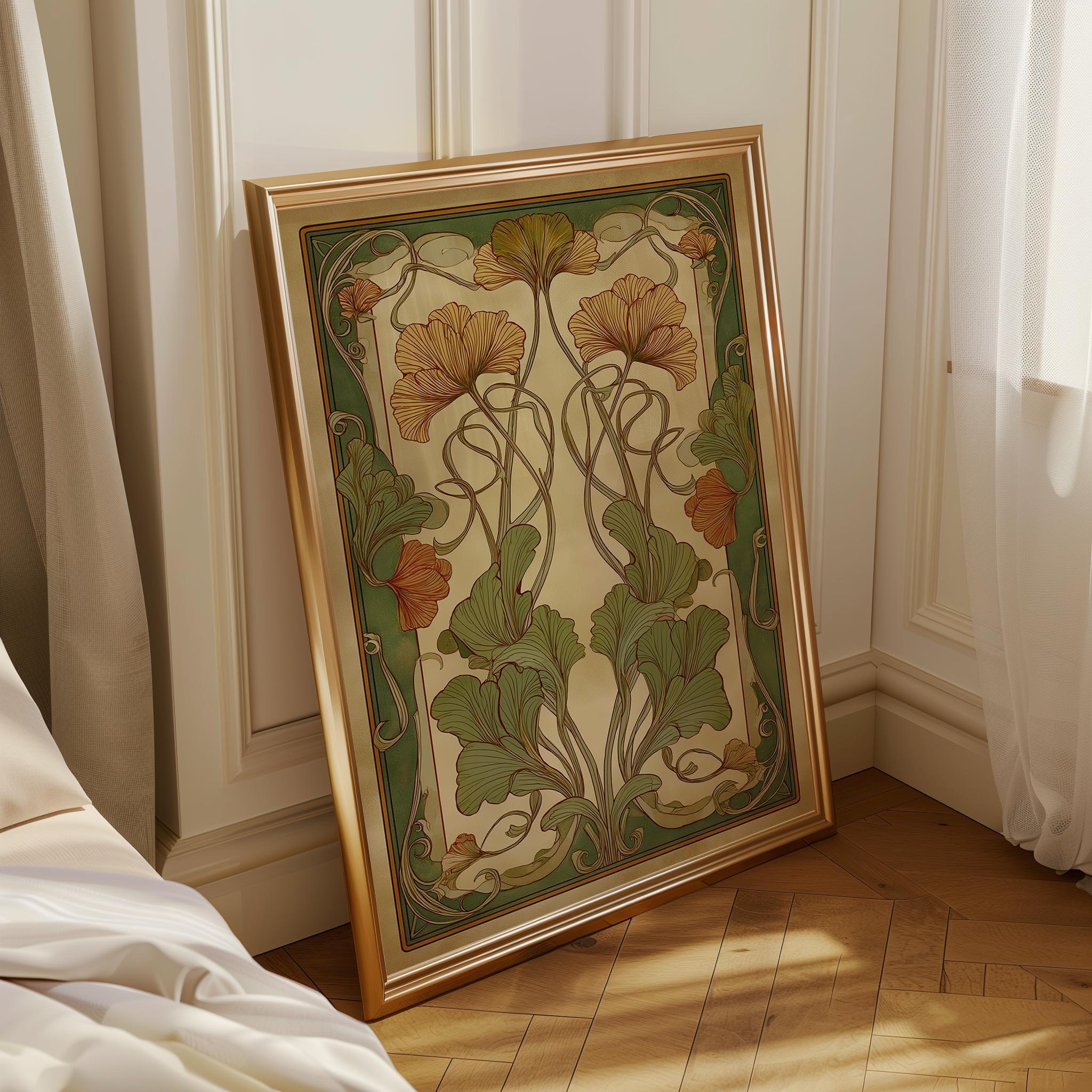 Art Nouveau Thistle William Morris Style Floral Vintage Botanical Wall Art by The Wall Art Studio