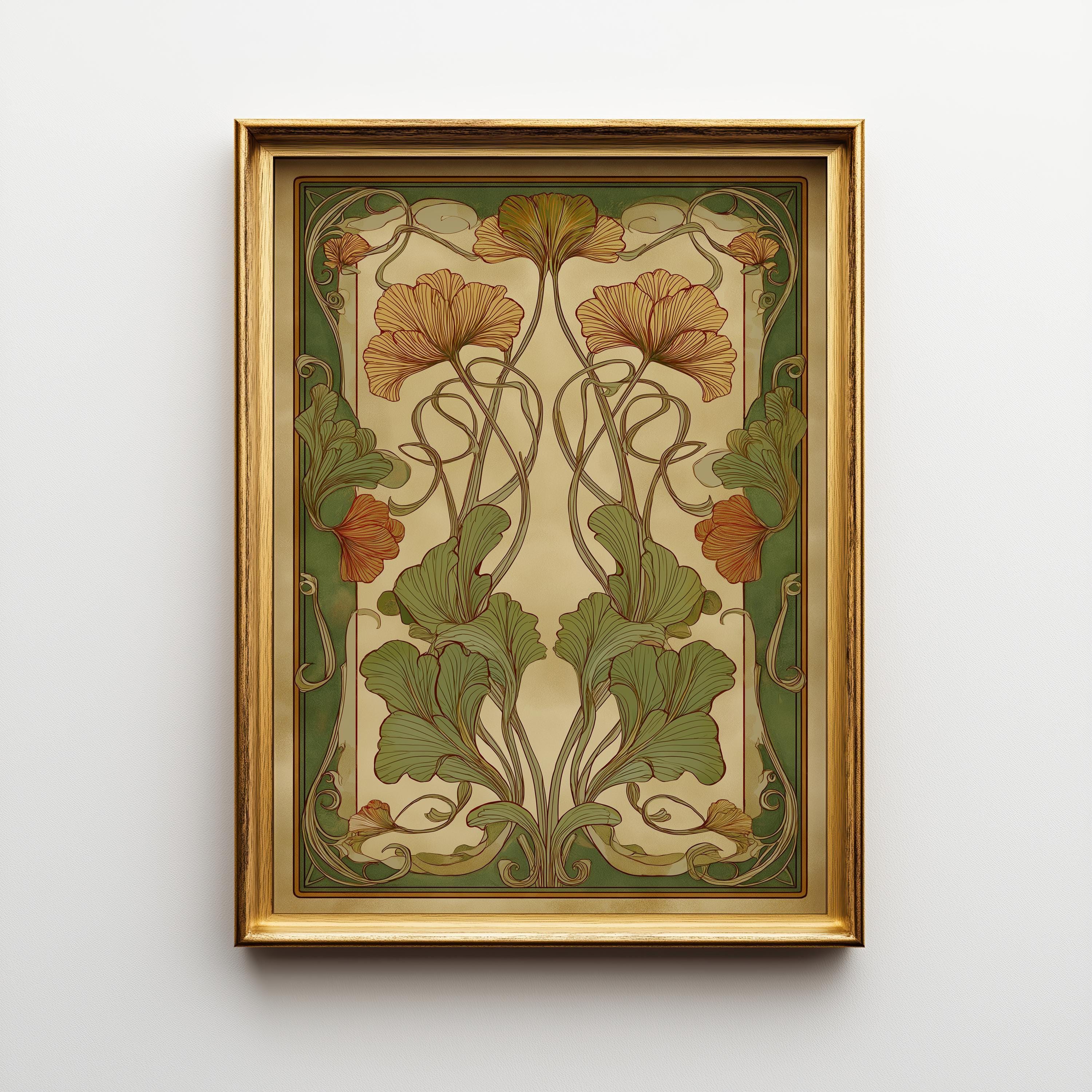 Art Nouveau Thistle William Morris Style Floral Vintage Botanical Wall Art by The Wall Art Studio